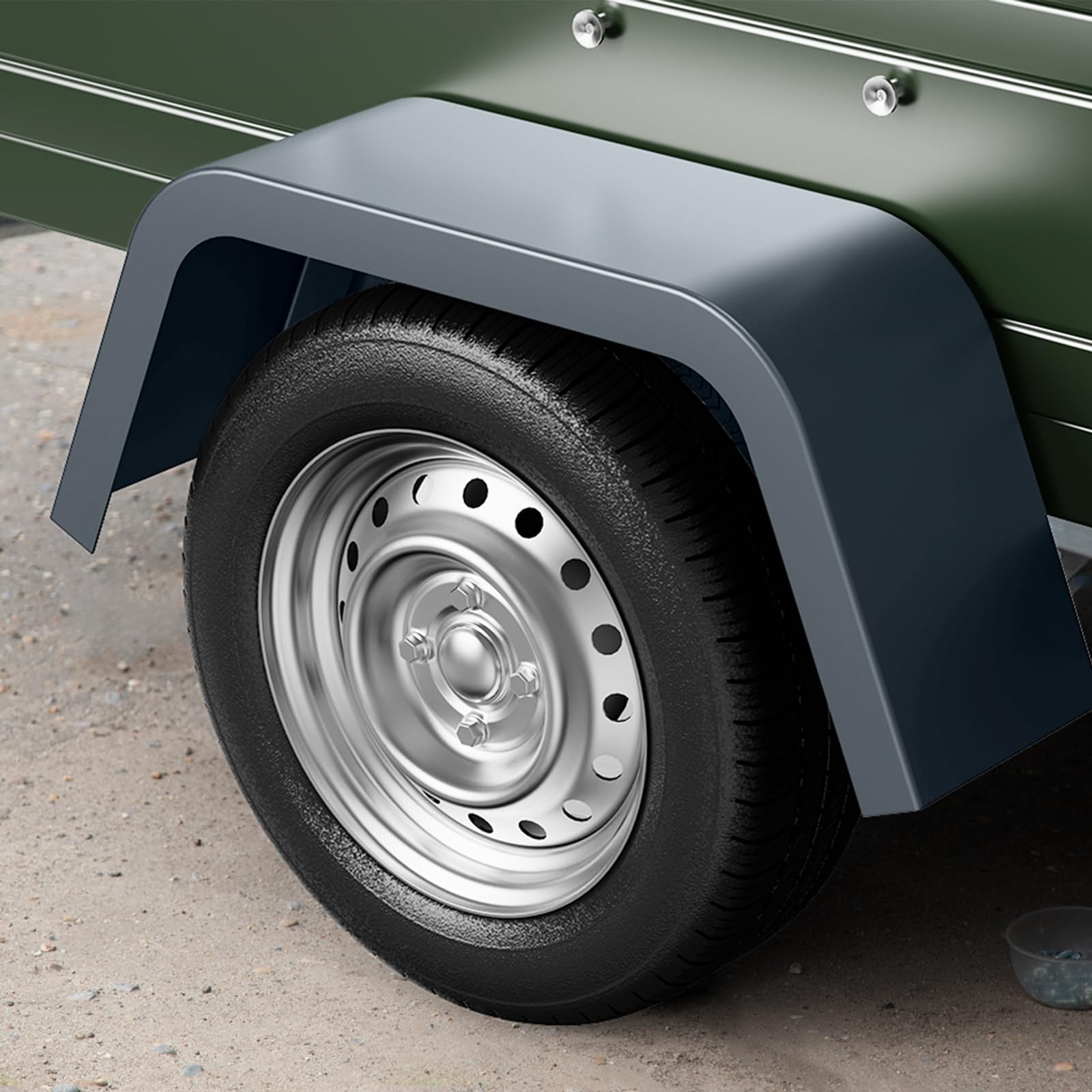 Heavy Duty 14 Gauge Steel Trailer Fenders - 2 Pack for Single Axle 14