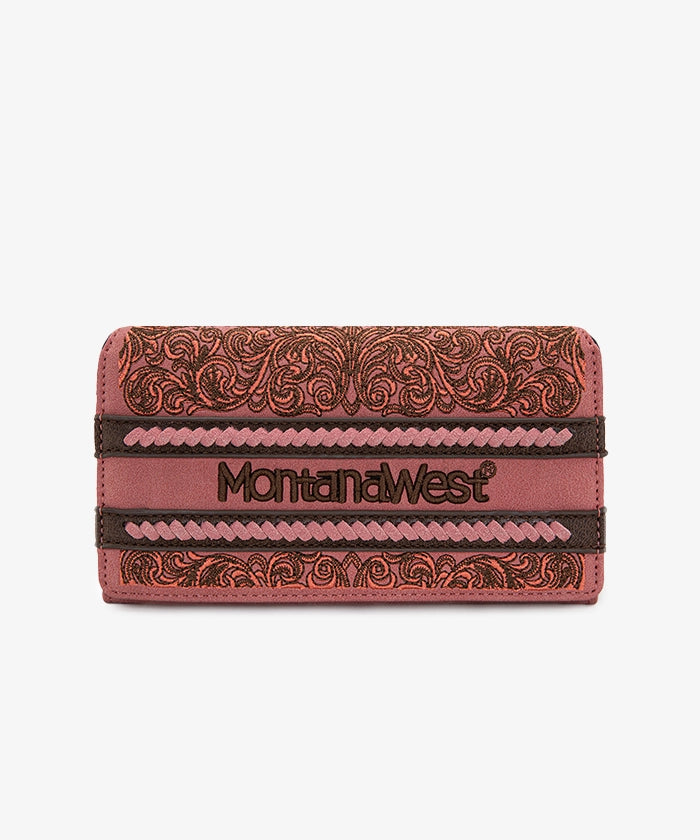 Montana West Embroidered Wallet for Women - Stylish Leather Clutch with RFID Protection | Perfect for Travel, Shopping & Everyday Use