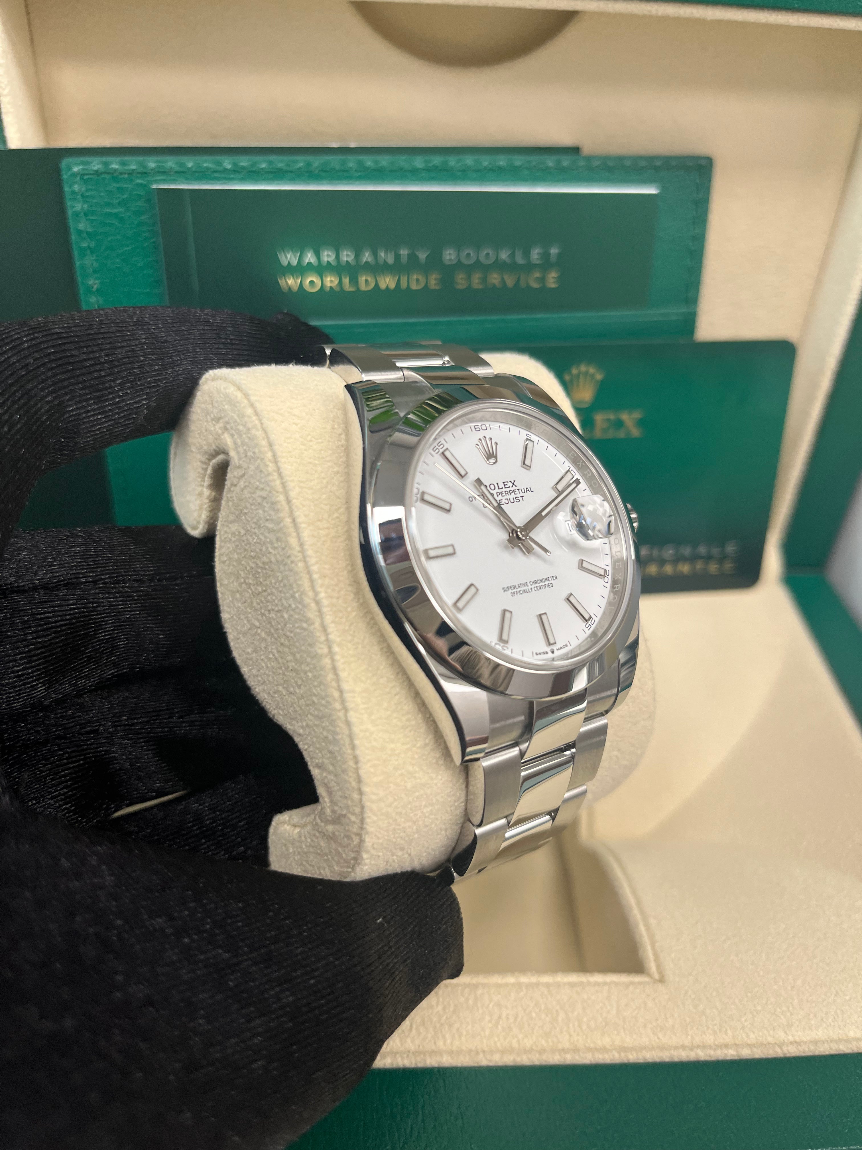 Rolex Datejust 41mm Stainless Steel Watch with Oyster Bracelet & White Index Dial - Ref 126300 - Perfect for Business, Luxury Events & Everyday Wear