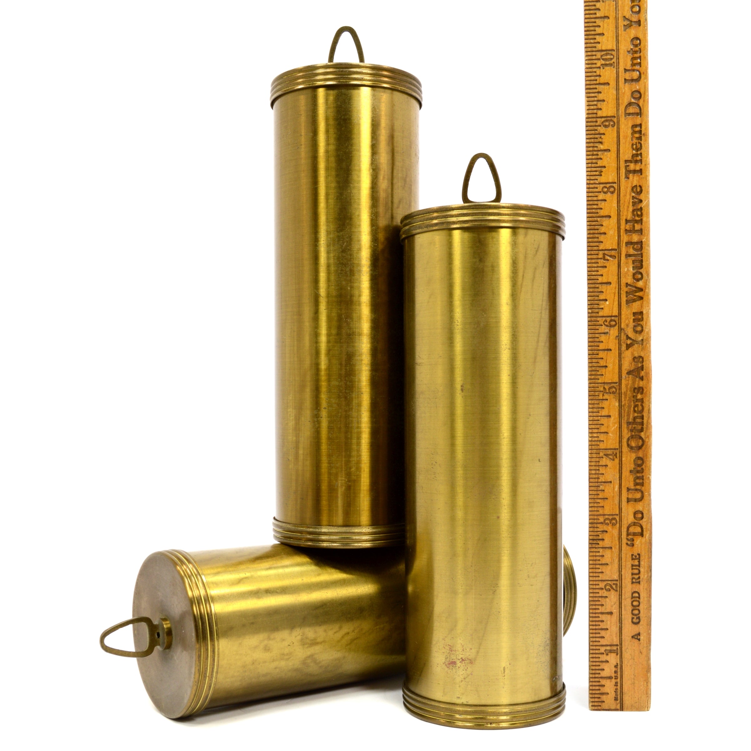 Vintage Antique Grandfather Clock Weights - Set of 3 Brass Cylinder Vienna Style Weights for Pendulum Clocks | Perfect for Clock Repair, Restoration & Home Decor