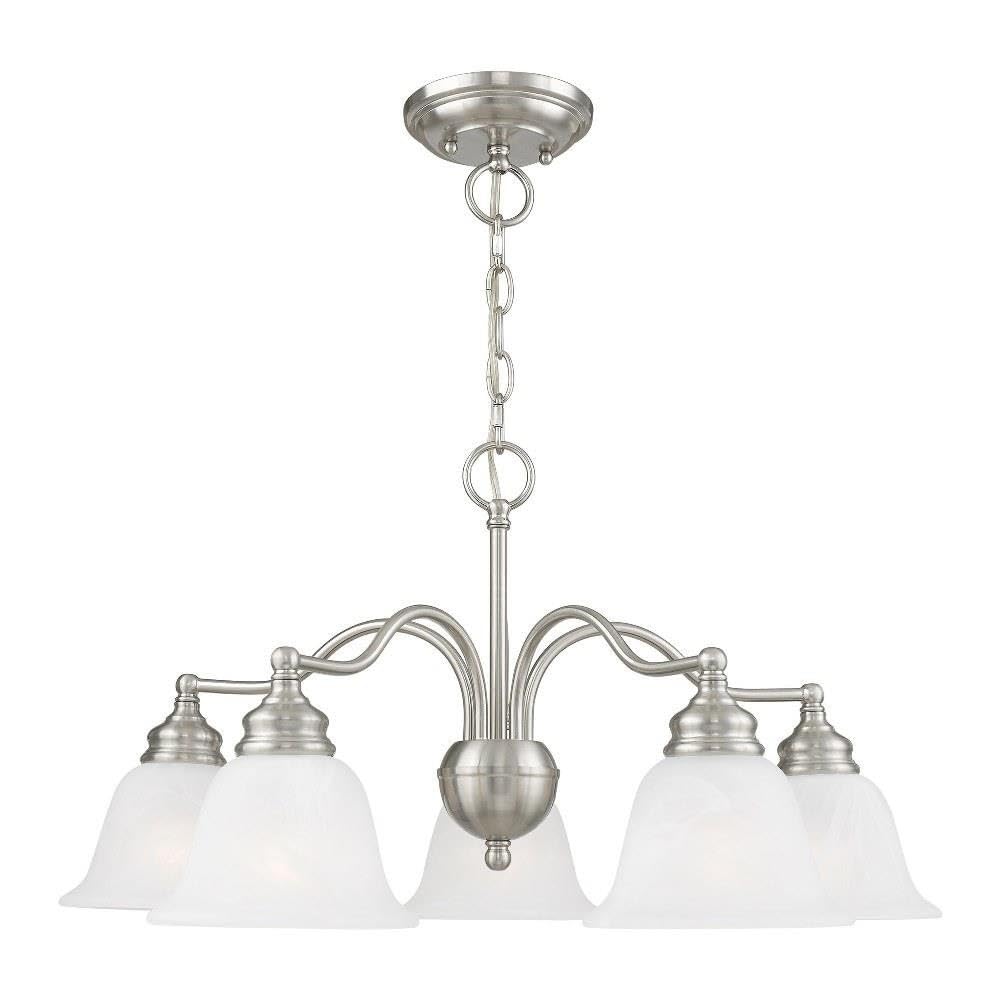 Livex Lighting 1346-91 Essex 5-Light Convertible Chandelier/Ceiling Fixture in Brushed Nickel - Perfect for Dining Room, Bedroom or Entryway Lighting