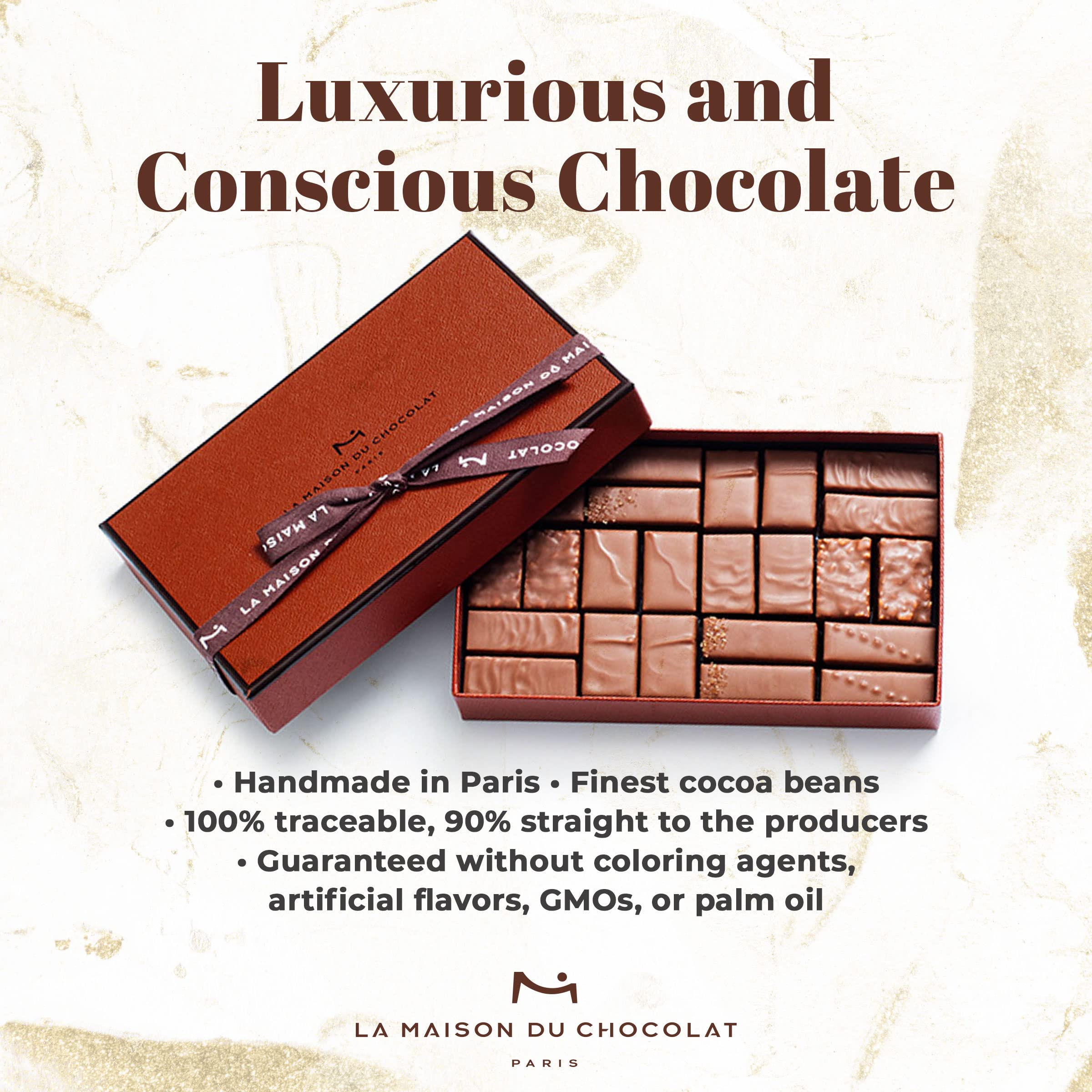 La Maison Du Chocolat Premium Milk Chocolate Gift Box - 24pcs Gourmet French Chocolates | Luxury Chocolate Assortment for Gifts, Parties & Special Occasions