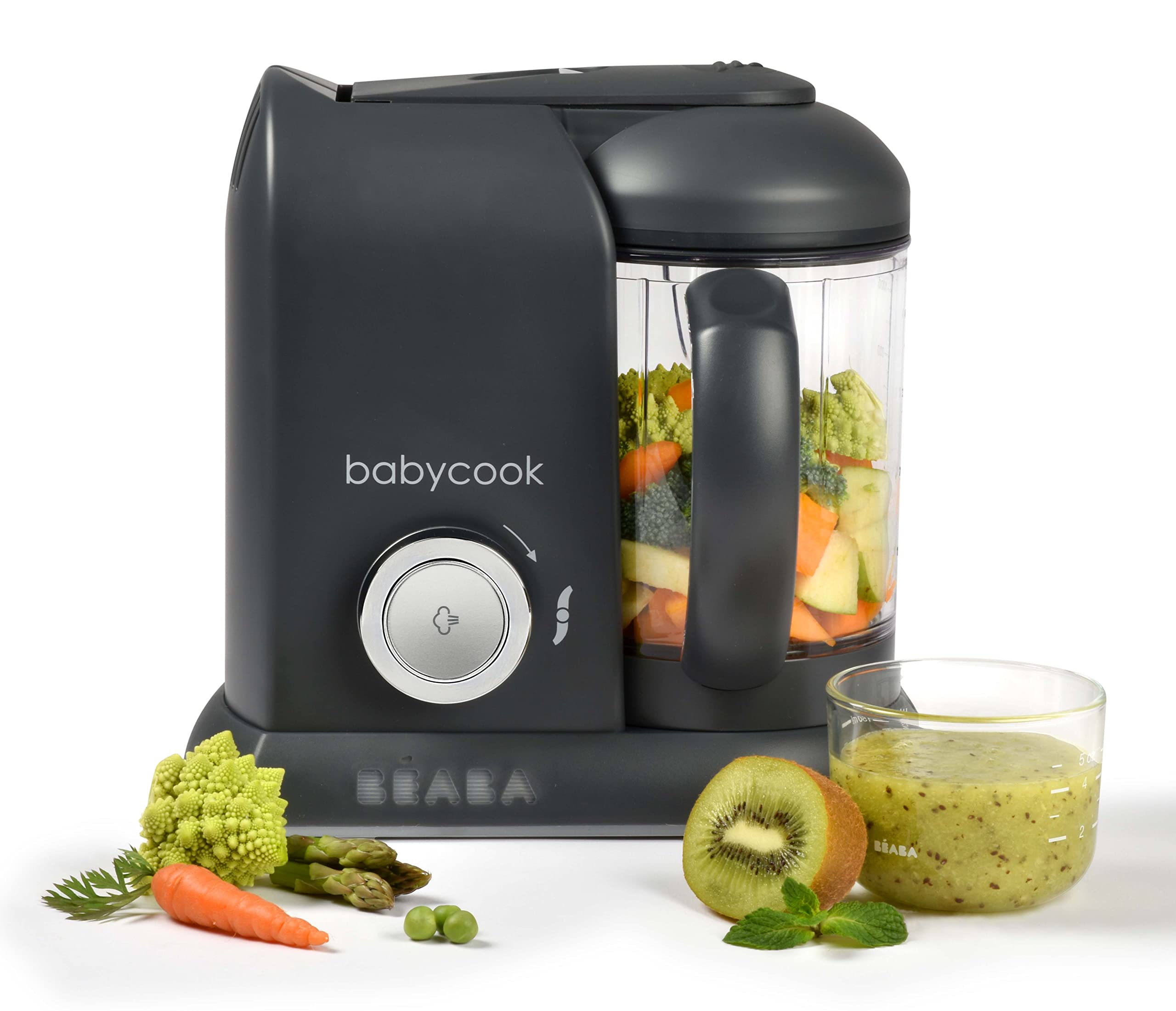 BEABA Babycook Solo 4-in-1 Baby Food Maker & Steamer | Homemade Baby Food Puree Blender | Healthy Infant Meal Prep | Perfect for Baby-Led Weaning & First Foods | Dark Grey | Ideal for Busy Parents & Healthy Baby Nutrition