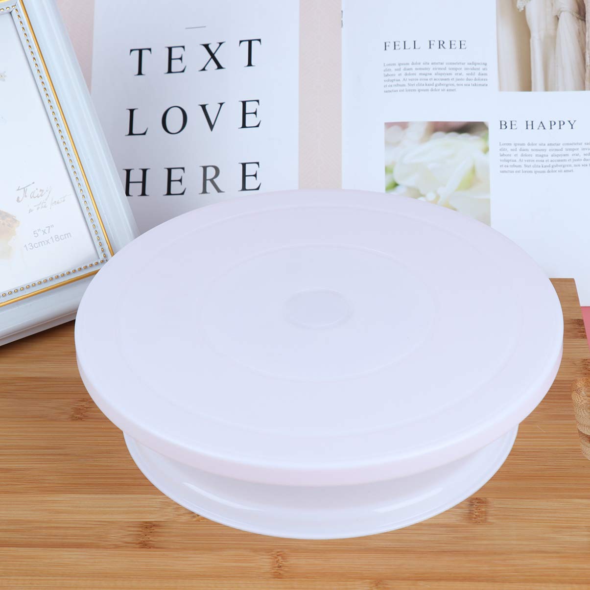 DOITOOL 12-Inch Rotary Cake Stand - 360° Revolving Cake Turntable for Decorating, Baking & Serving - Durable Stainless Steel Base for Smooth Rotation - Perfect for Birthday, Wedding & Party Cakes