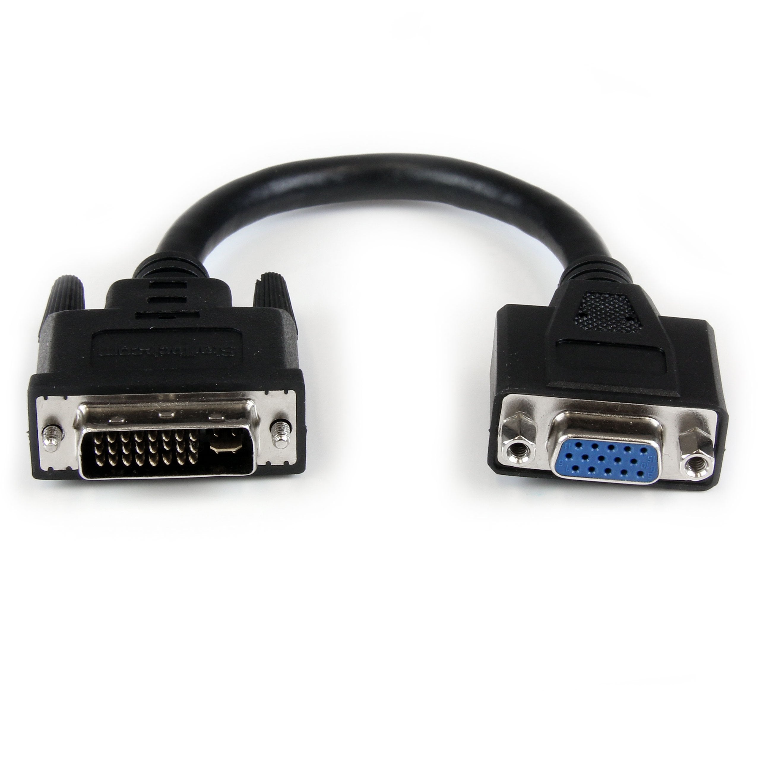 8in DVI to VGA Cable Adapter - DVI-I Male to VGA Female Converter Dongle for Monitor, Projector, HDTV (DVIVGAMF8IN) - Perfect for Office, Home Theater & Gaming Setup