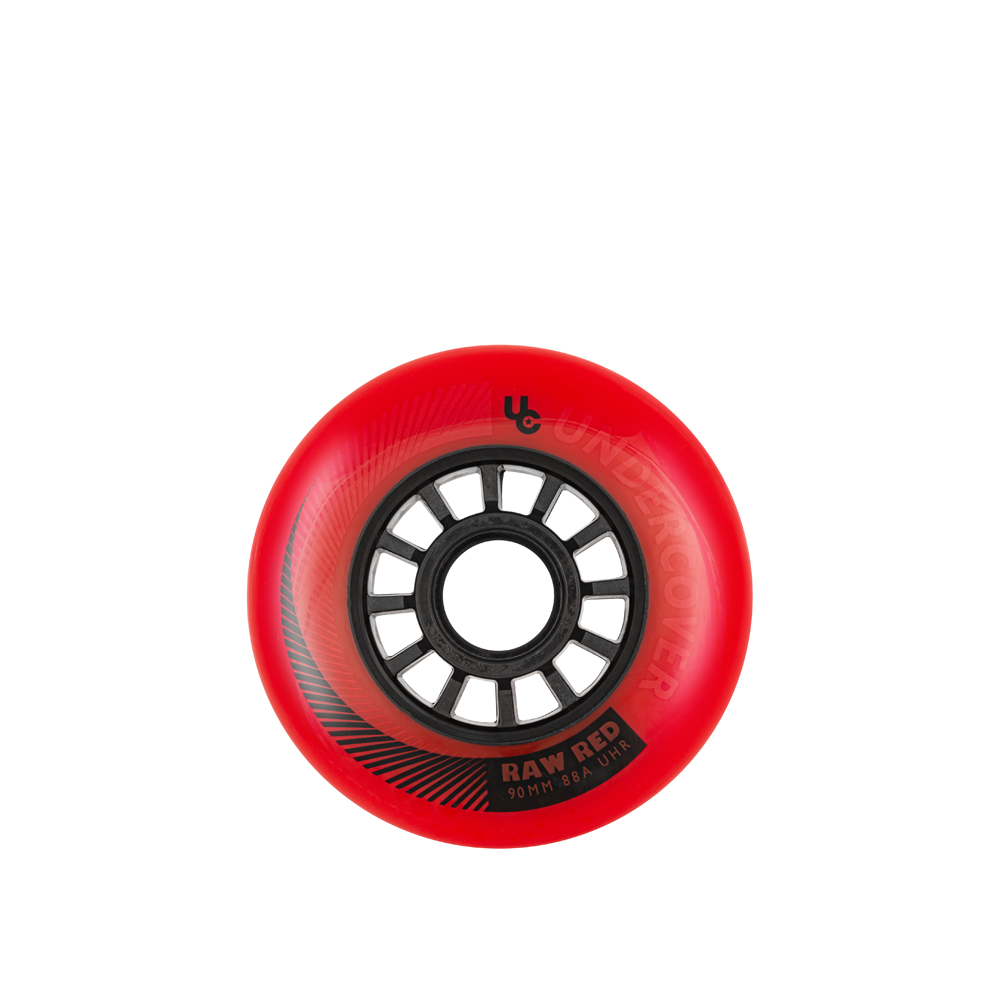 Undercover Raw 90mm/88a Skateboard Wheels - 4 Pack Red - High Performance Wheels for Street Skating and Tricks