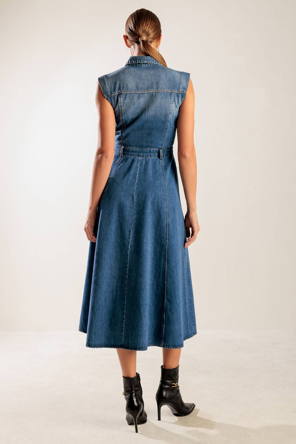 Stylish Denim Midi Dress for Women - Casual Summer Beach Outfit & Boho Chic Fashion | Perfect for Vacations, Dates, and Outdoor Adventures