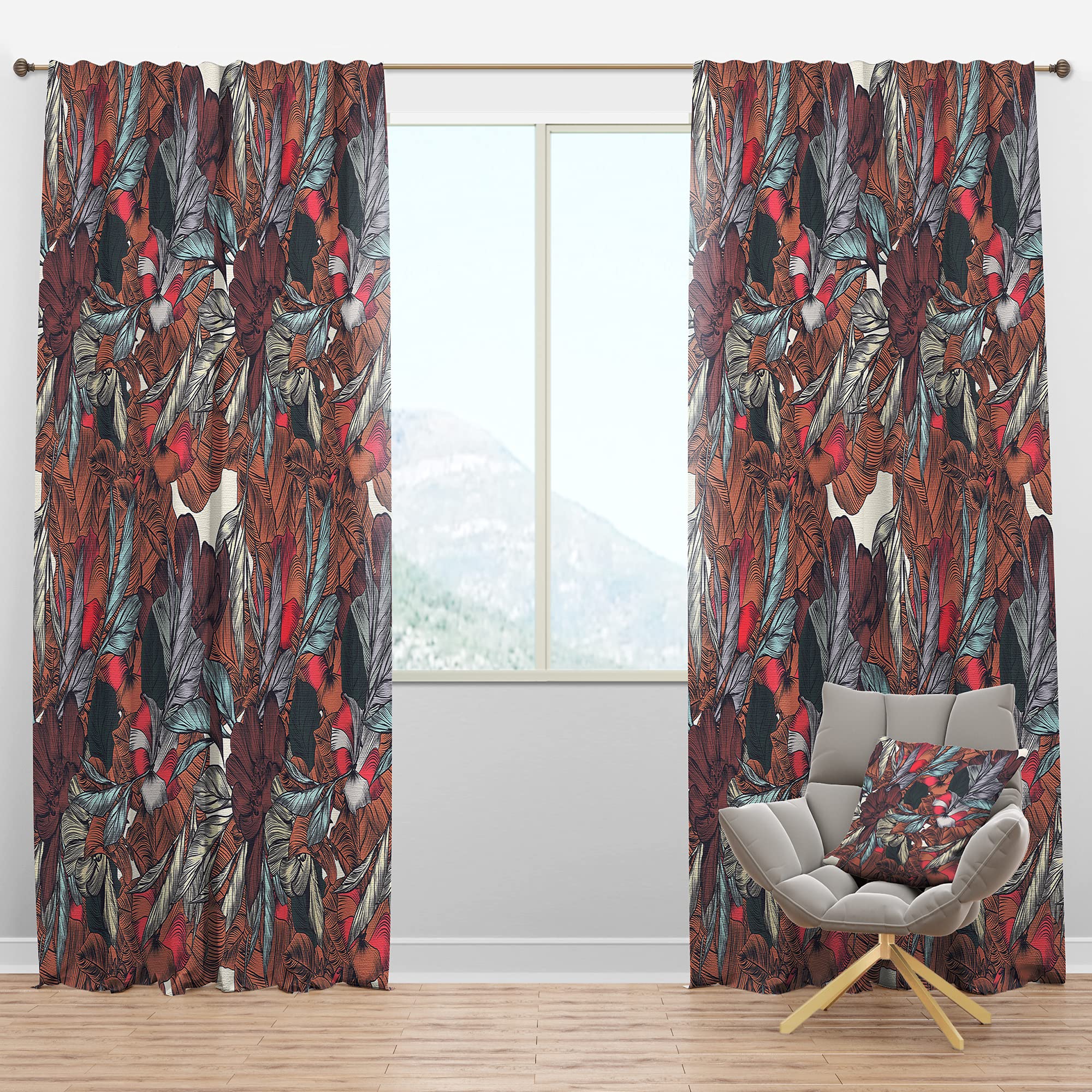 DesignQ Blackout Curtains - Floral Botanical Pattern with Engraved Flowers - Thermal Insulated Room Darkening Drapes for Bedroom & Living Room - Single Panel 52x108 Inches - Perfect for Home Decor, Light Control and Energy Saving