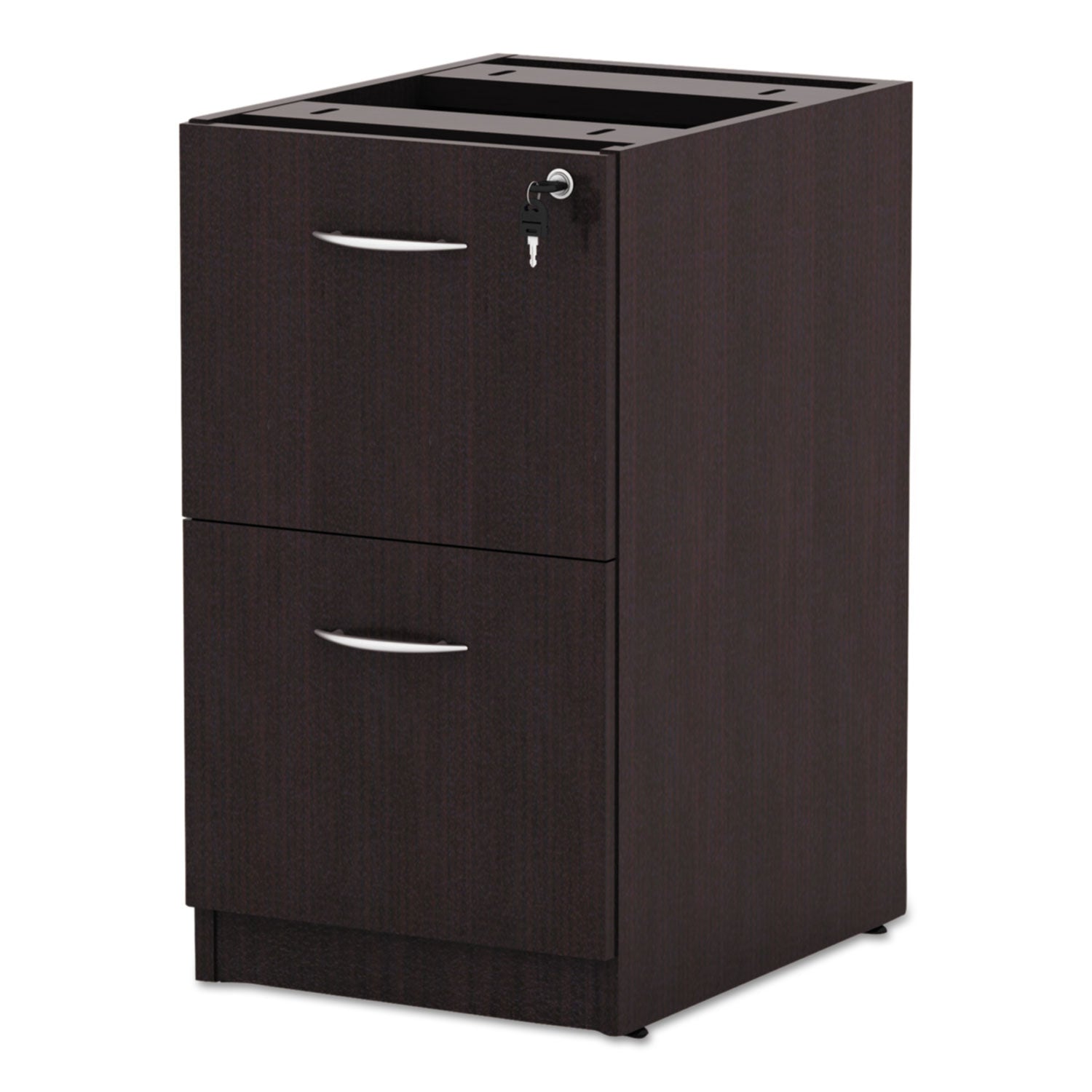 Alera Valencia Series Full Pedestal File Cabinet - 2 Drawer Legal/Letter Size Storage - Left or Right Opening - Espresso Finish (15.63