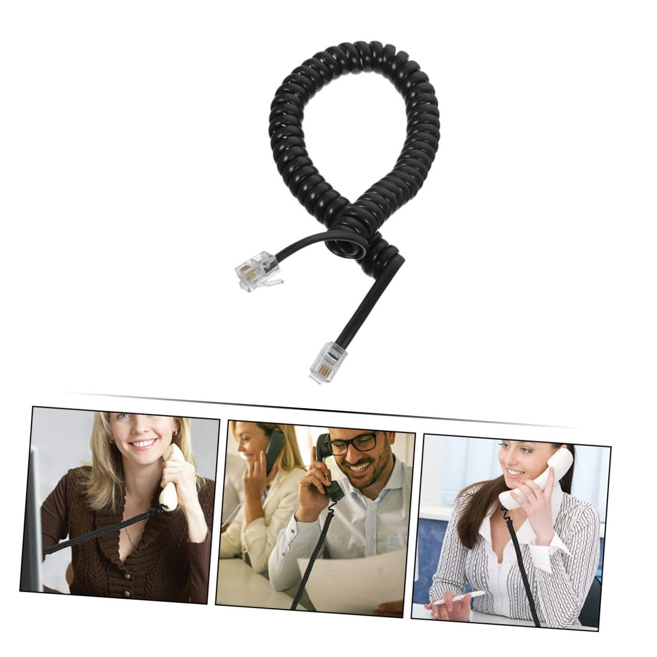 40 Pcs Black Telephone Line Cords - Durable PVC Phone Cable for Home & Office Use - Ideal for Landline Phones, Fax Machines, and Modems