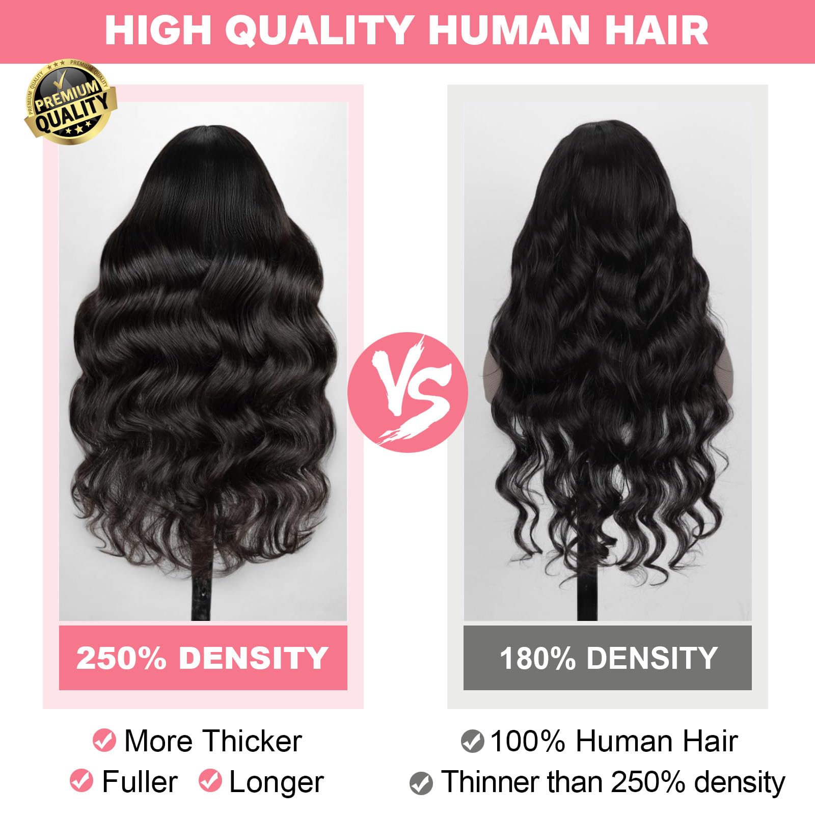 13x6 HD Lace Front Wigs Human Hair - 30 Inch Body Wave Glueless Wig 250% Density Pre-Plucked with Baby Hair (Natural Color) | Perfect for Daily Wear, Cosplay, and Special Occasions