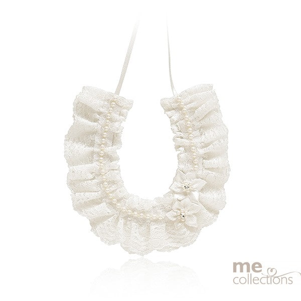 Elegant Lace Horseshoe with Pearls - Vintage Bridal Keepsake for Wedding Bouquet, Home Decor & Gift