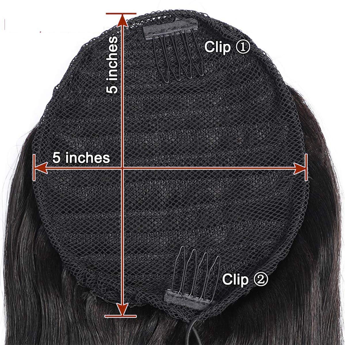 Brazilian Virgin Human Hair Ponytail Extension 22 Inch Straight - Clip In Drawstring Ponytail for Afro Hair - Perfect for Daily Wear, Parties & Protective Styles