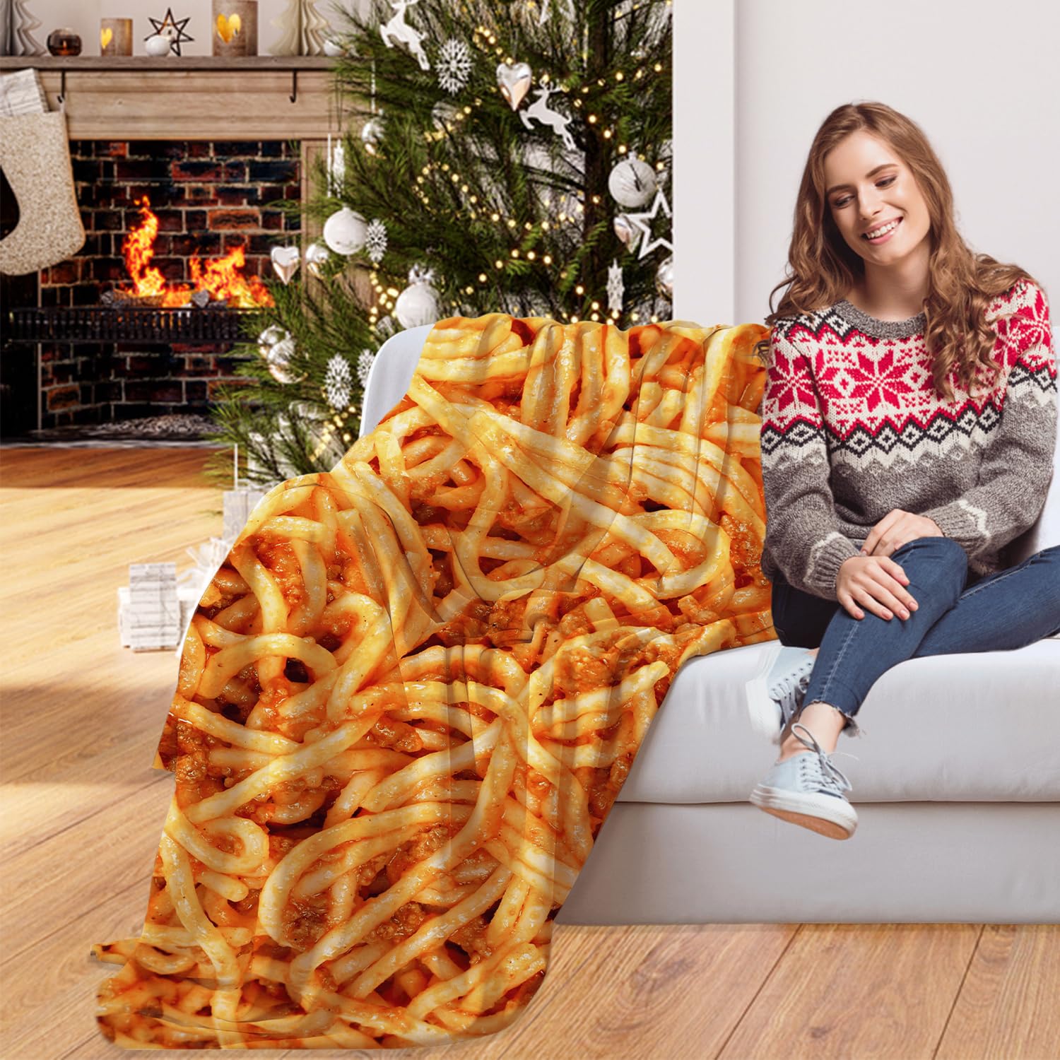 Tomato Spaghetti Pattern Throw Blanket - Ultra Soft & Cozy 40