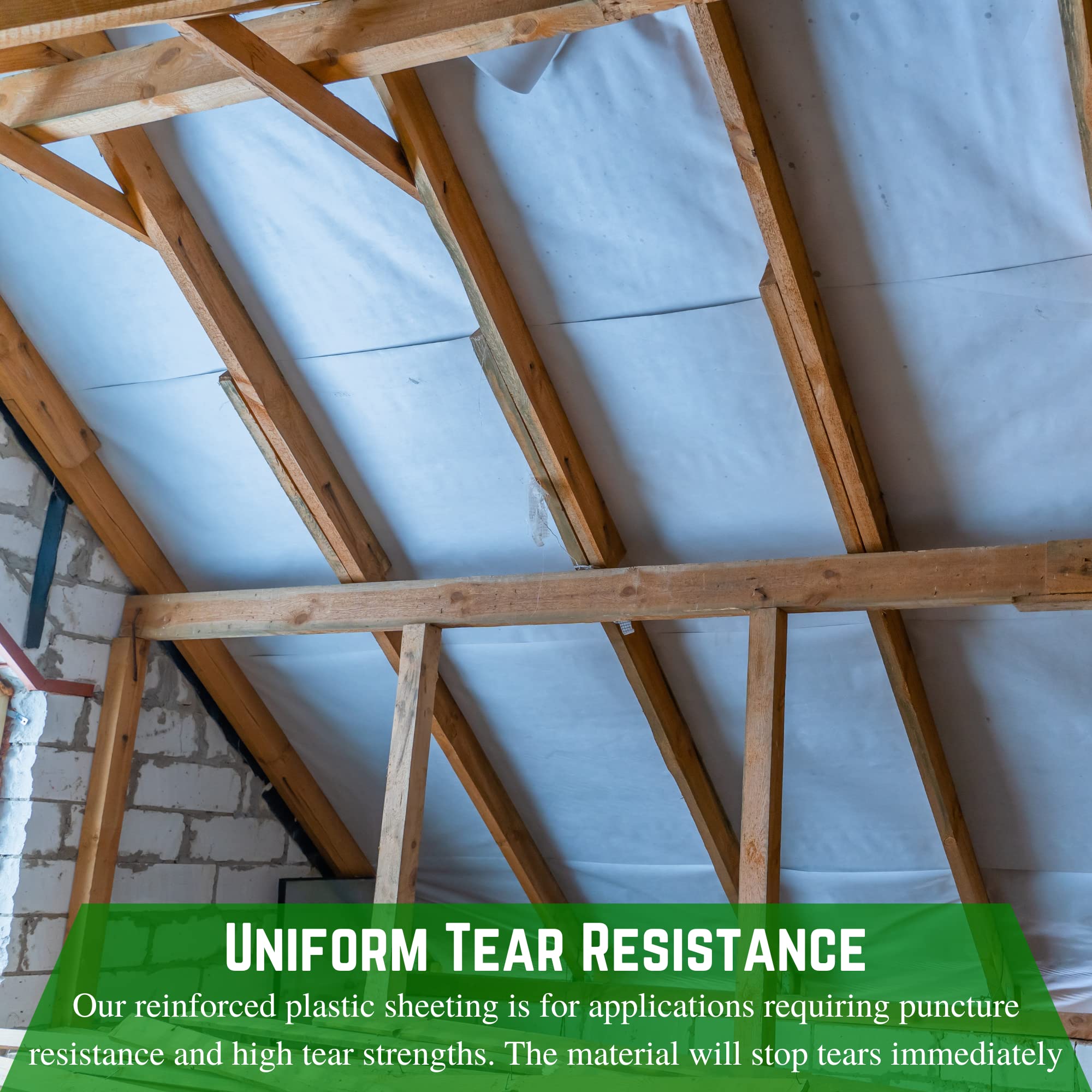 Dura Skrim 6 Mil Reinforced White Plastic Sheeting - 20' x 75' - Tear Resistant & Weatherproof Polyethylene Film for Construction, Greenhouse Covering, Crawl Space Vapor Barrier, and DIY Projects