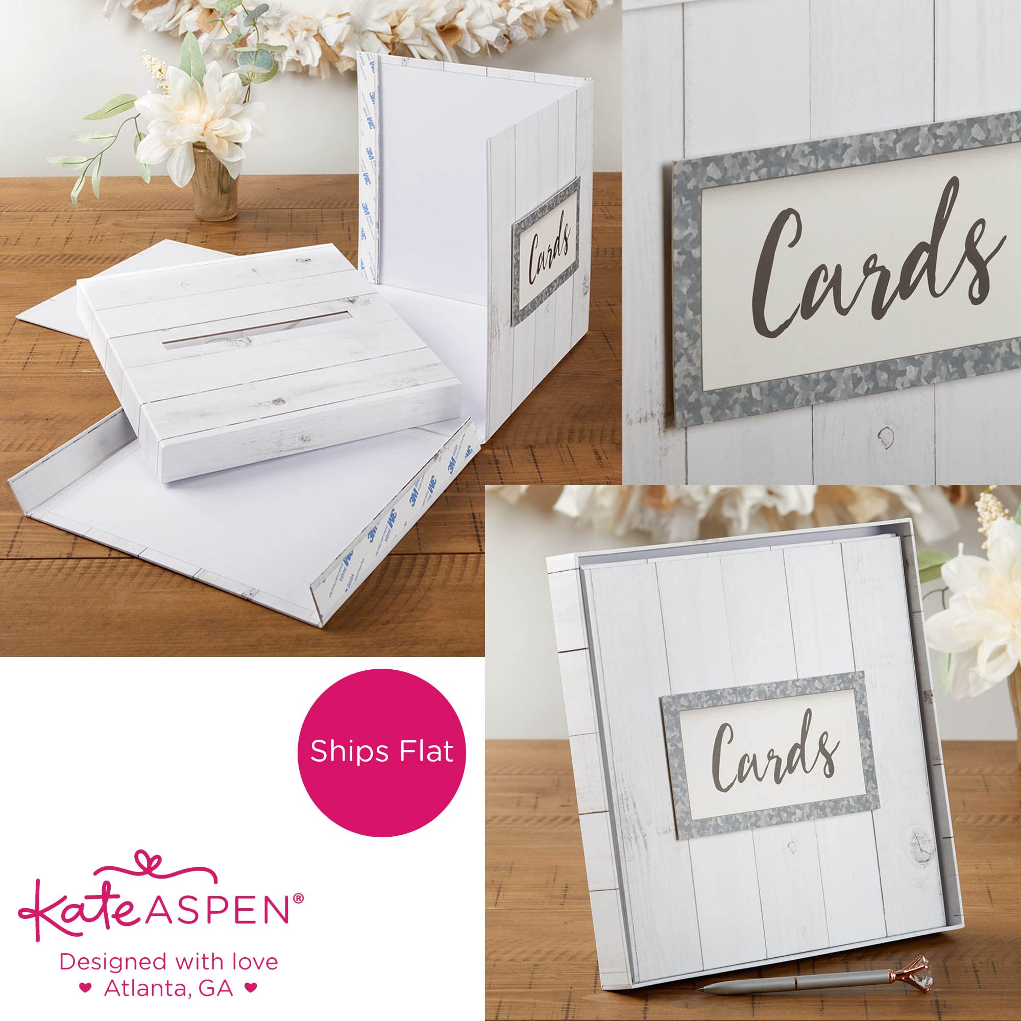 Kate Aspen White Rustic Wood Wedding Card Box & Money Gift Holder - Farmhouse Decor for Wedding Reception, Bridal Shower, Birthday Party - Unique Rustic Home Decor for Special Events