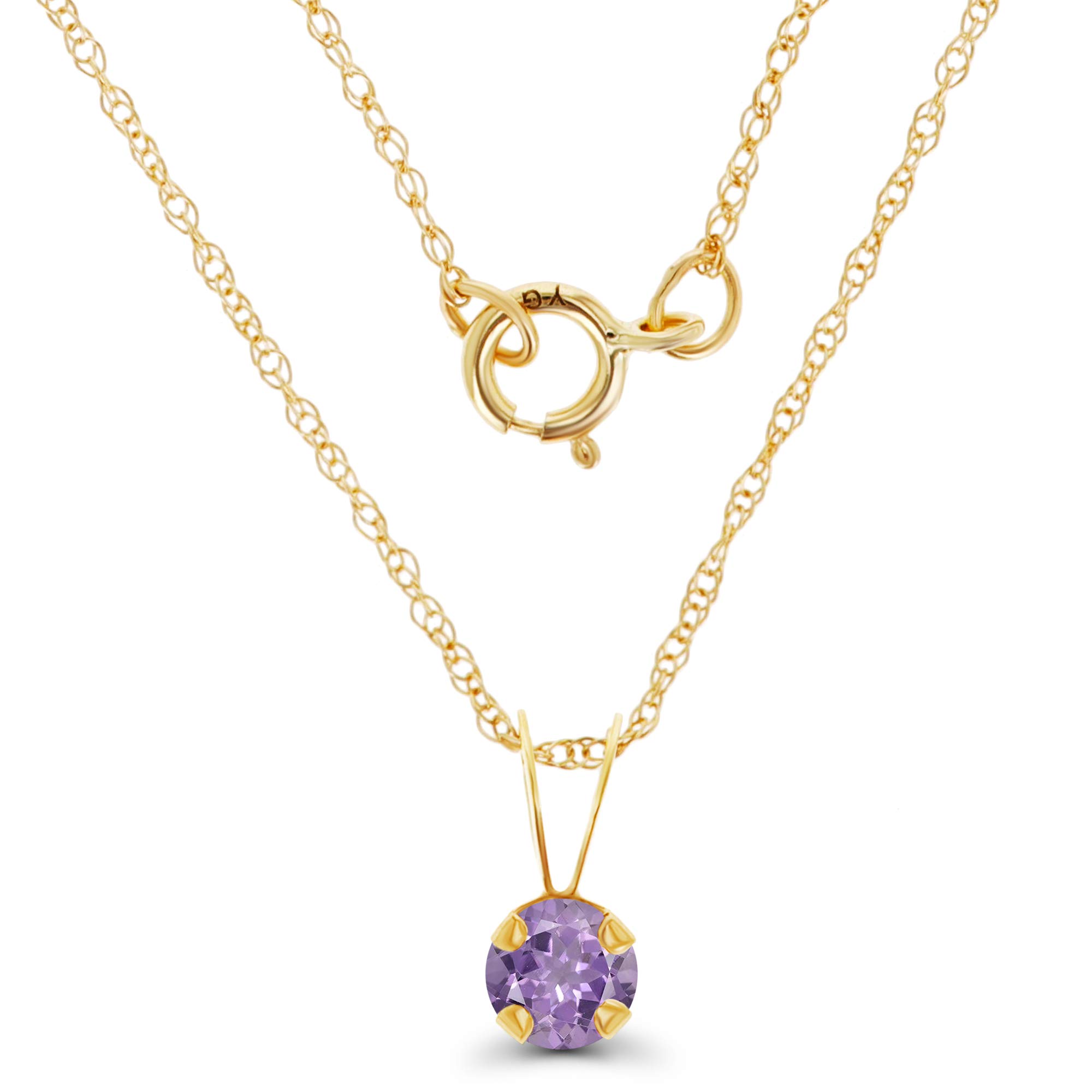 10K Yellow, White & Rose Gold 4mm Round Genuine/Created Birthstone Necklace - 18