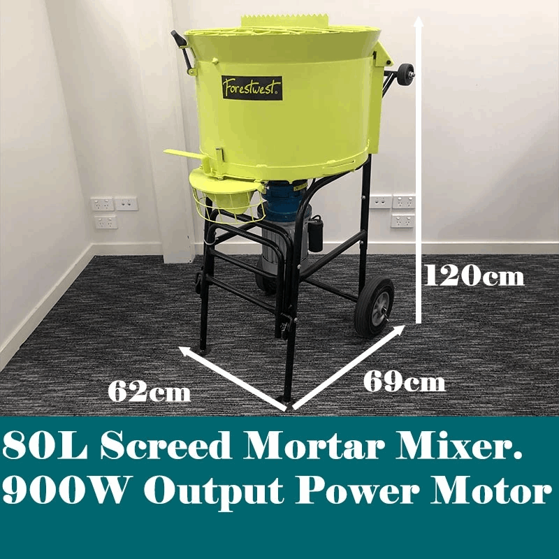 Forestwest 80L Pan Mortar Mixer 1100W Electric Concrete Mixer - Heavy Duty Cement Mixer for Construction, Screeding, and DIY Projects - Perfect for Mixing Mortar, Concrete, and Plaster