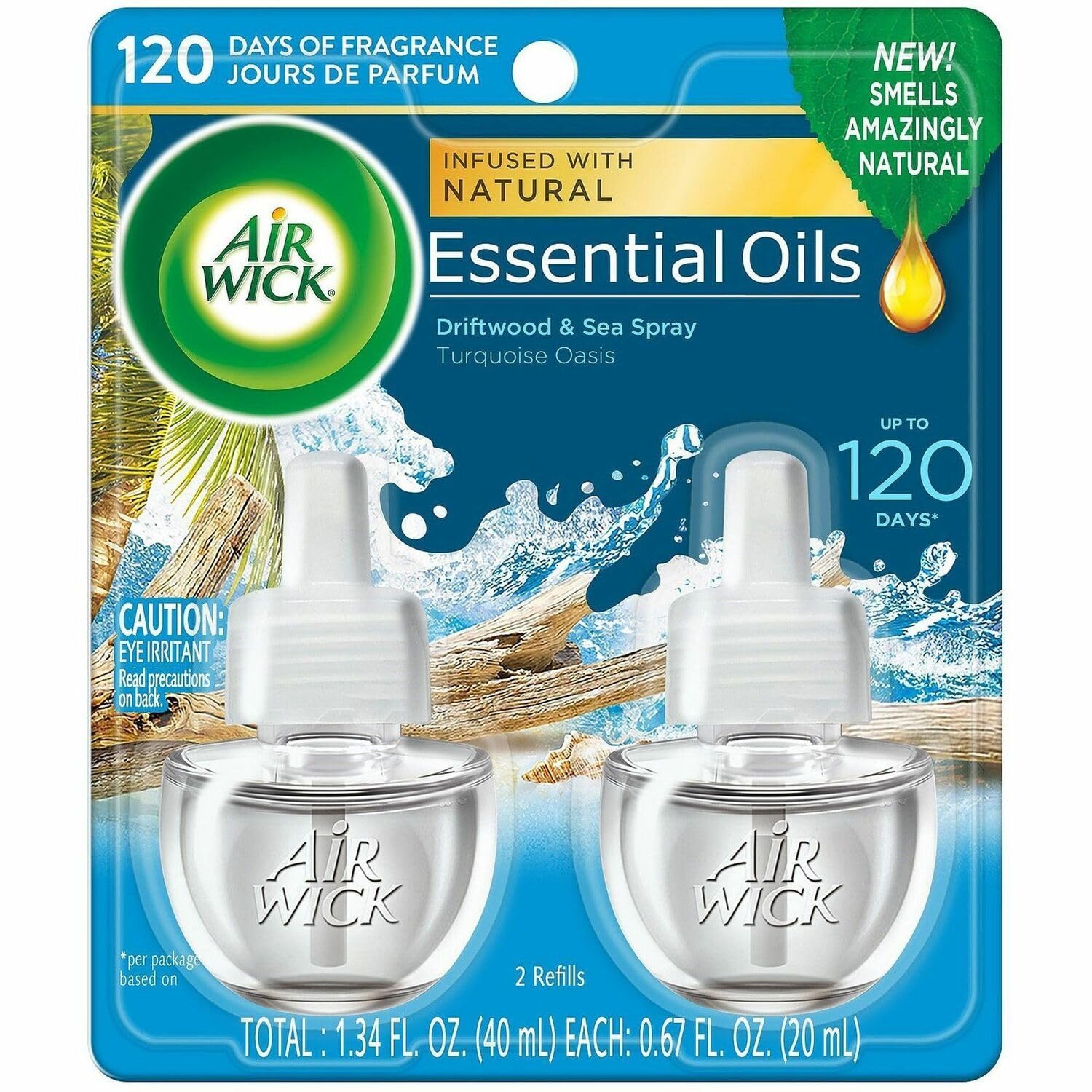 Air Wick Plug in Scented Oil Refill - 2 Count, Turquoise Oasis Essential Oil Air Freshener for Home, Office & Bathroom | Long-Lasting Fragrance