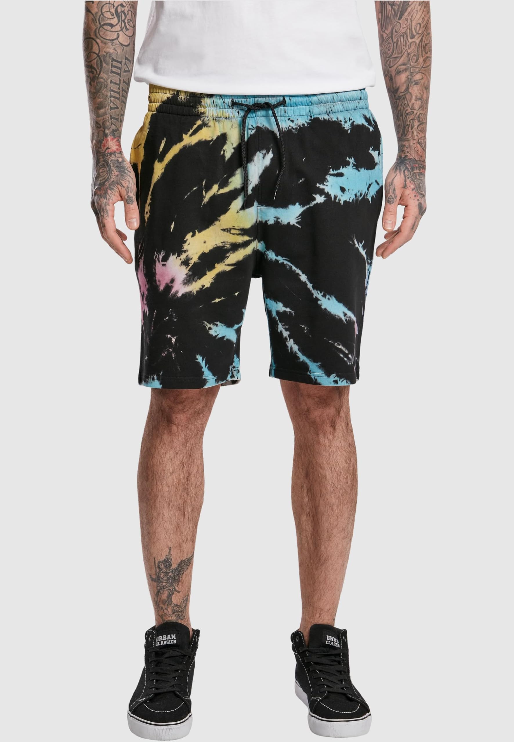 Urban Classics Tie Dye Sweat Shorts for Men - Comfortable Casual Athletic Shorts with Batik Design - Perfect for Gym, Lounge & Summer Outings