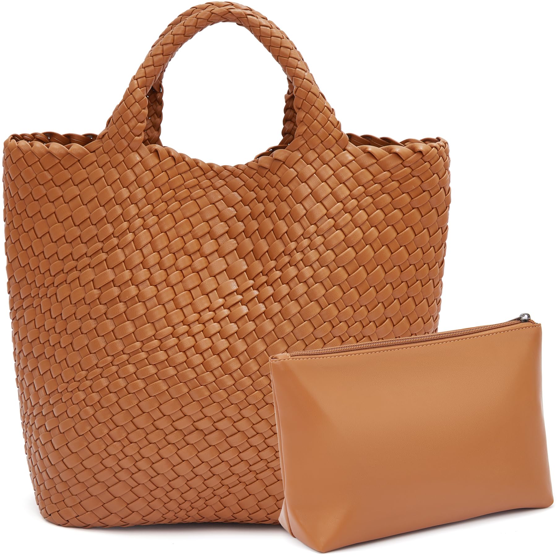 BISON SPIRIT Women's Woven Tote Bag - Large Capacity Handmade Shoulder Purse - Stylish Fashion Handbag for Work, Travel & Shopping