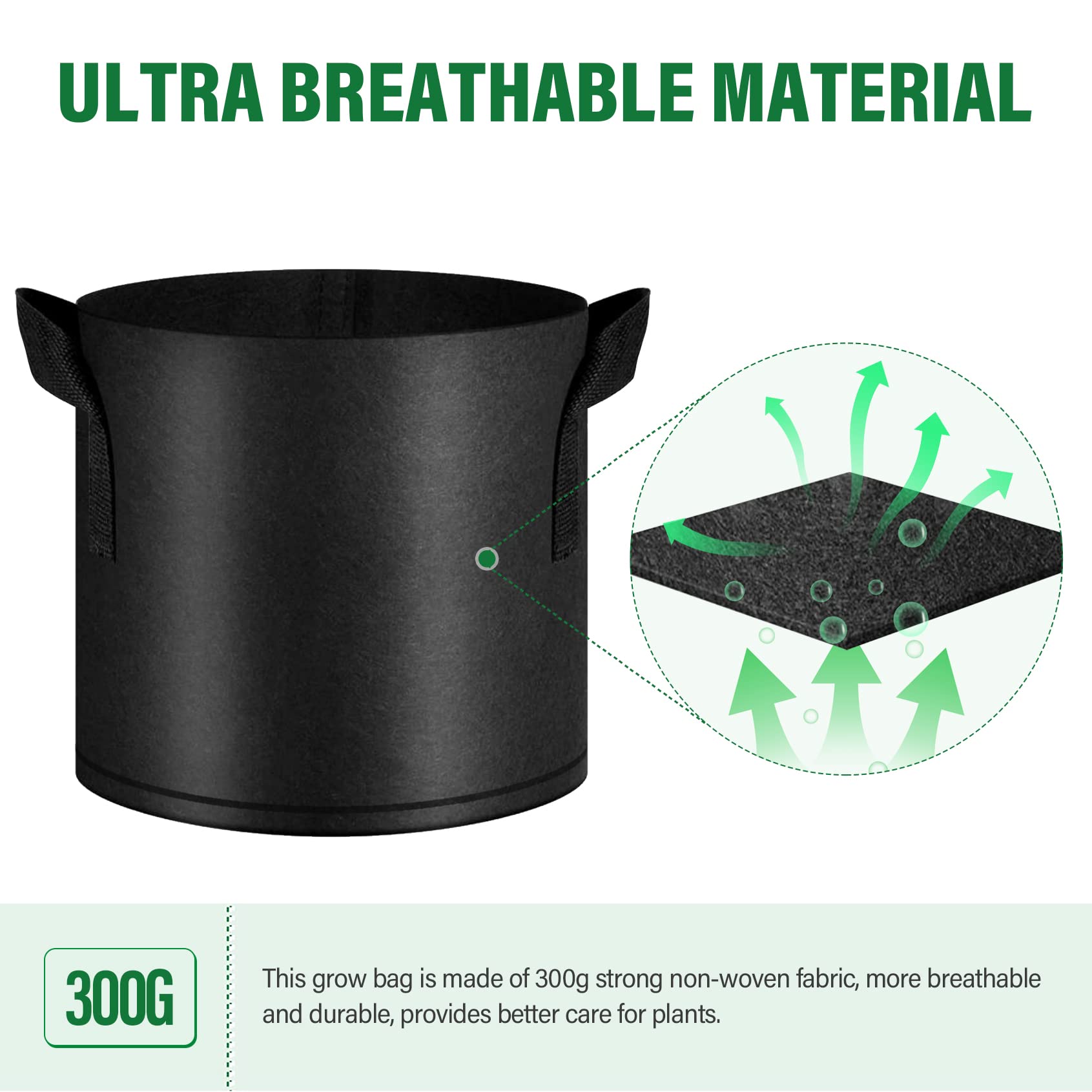 12 Pack 5 Gallon Heavy Duty Thickened Non-Woven Grow Bags with Handles - 300G Durable Plant Fabric Pots for Vegetables, Flowers, Herbs & Fruits - Ideal for Indoor/Outdoor Gardening, Balcony Planting & Container Gardening