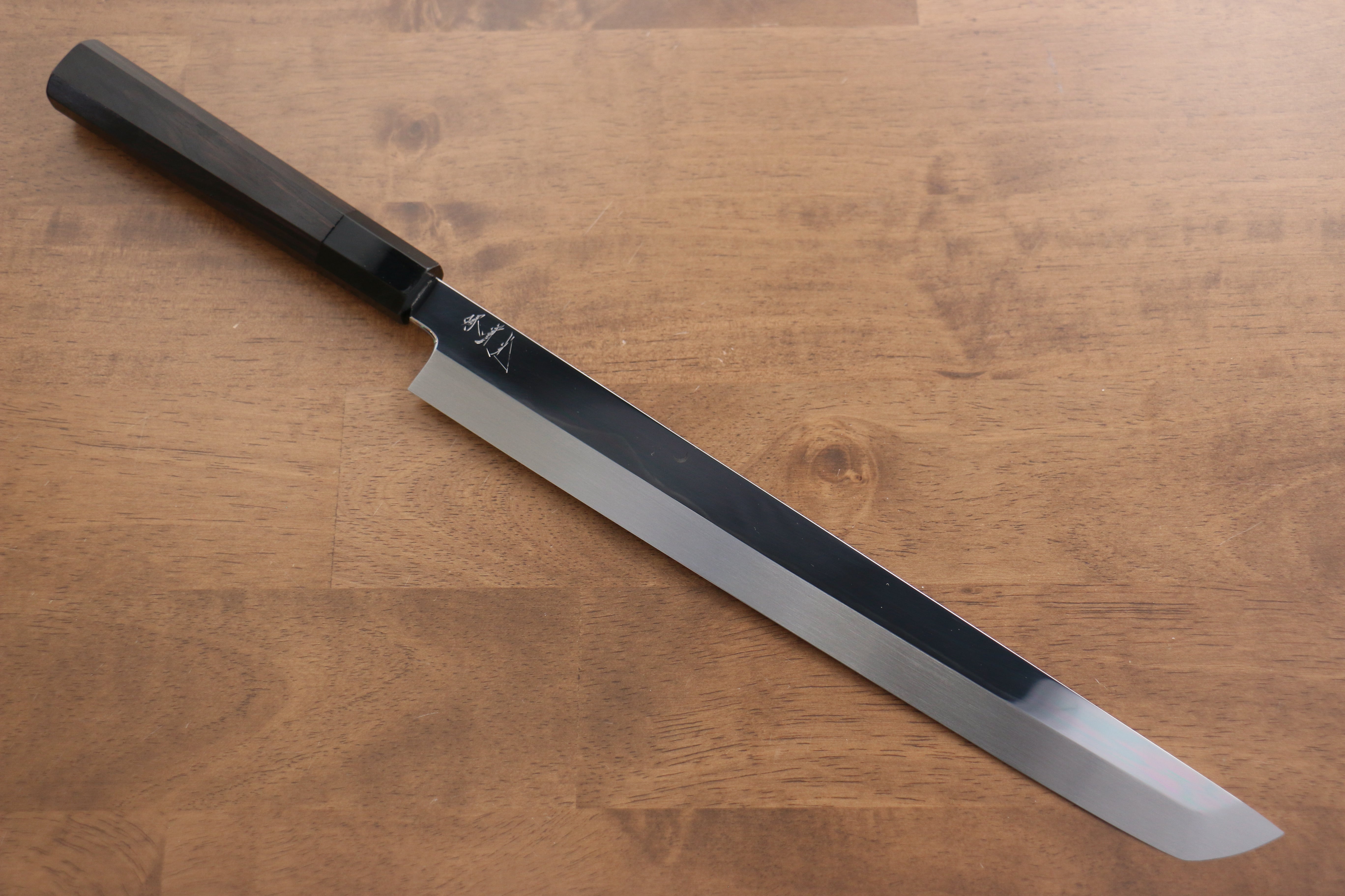 Premium Jikko Fujisan Honyaki White Steel No.3 Sakimaru Yanagiba Knife - 300mm Mirrored Finish with Ebony Wood Handle - Japanese Sushi & Sashimi Chef's Knife for Professional Kitchen & Home Cooking