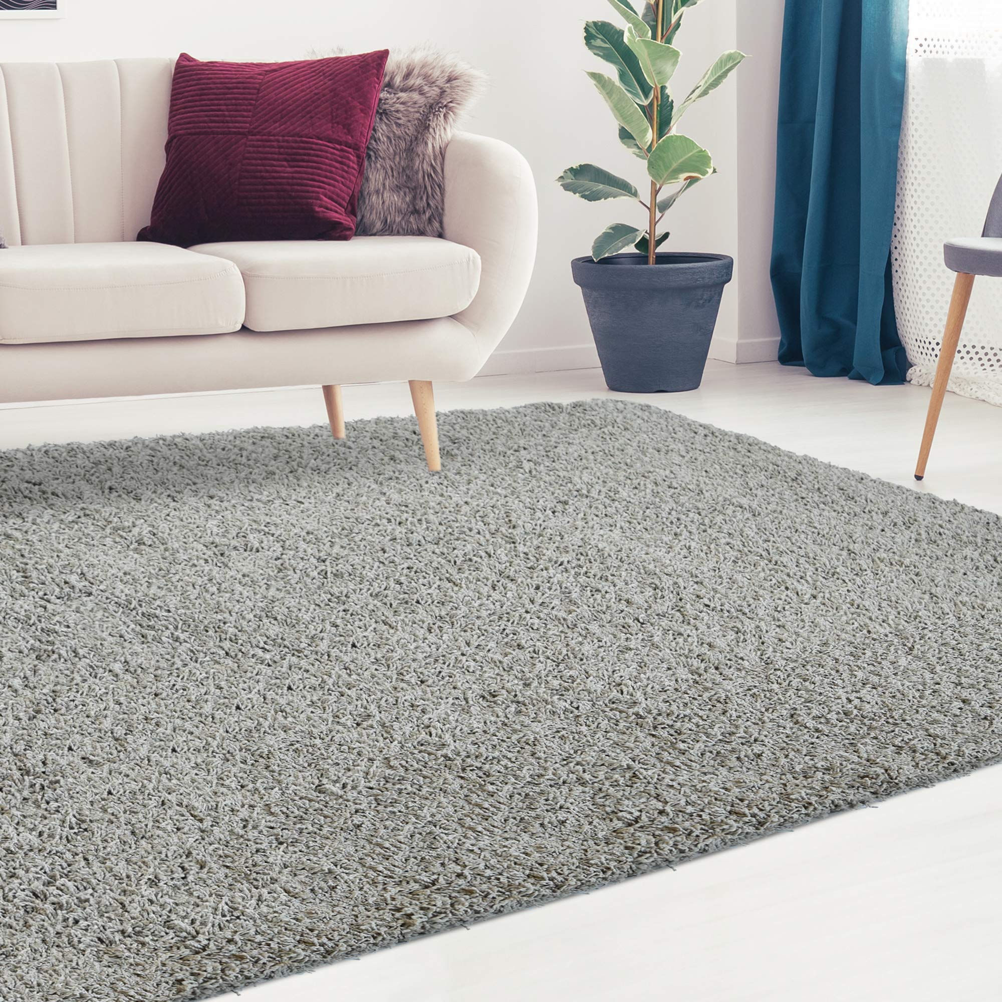 Premium Soft Plush Shag Area Rug - 17 Colors & 20 Custom Sizes (5'x7' Grey) for Living Room, Bedroom Decor - Cozy Floor Carpet for Home, Office & Nursery Comfort
