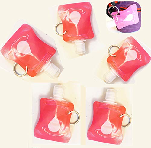 Jiamin 5-Pack Portable Silicone Travel Bottles Set - Leak Proof Refillable Containers for Hand Sanitizer, Shampoo, Lotion & Cosmetics | TSA Approved for Air Travel, Gym & Vacation Essentials (Pink)
