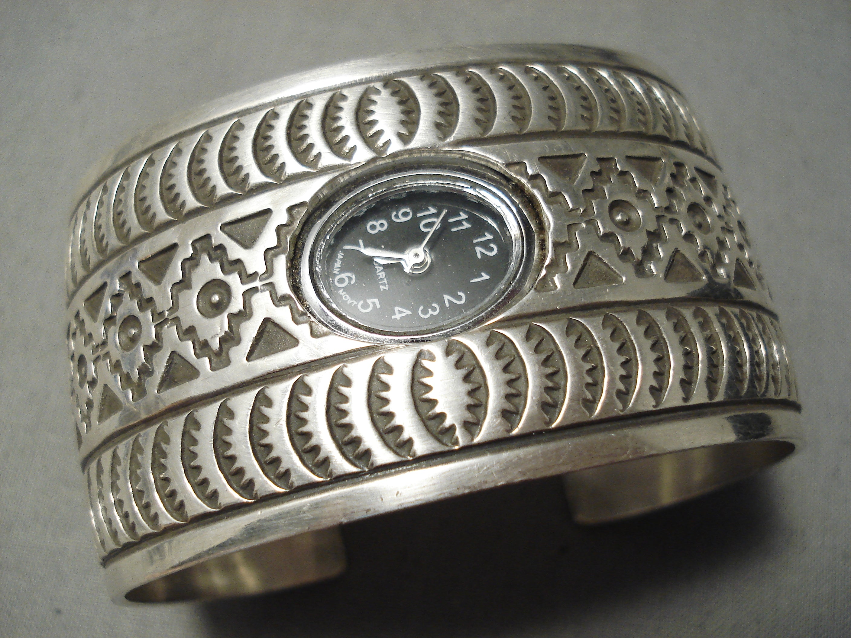 10x Intricate Vintage Native American Navajo Sterling Silver Wide Watch Bracelet - Authentic Handcrafted Jewelry for Women, Perfect for Boho Fashion, Special Occasions & Gift Giving