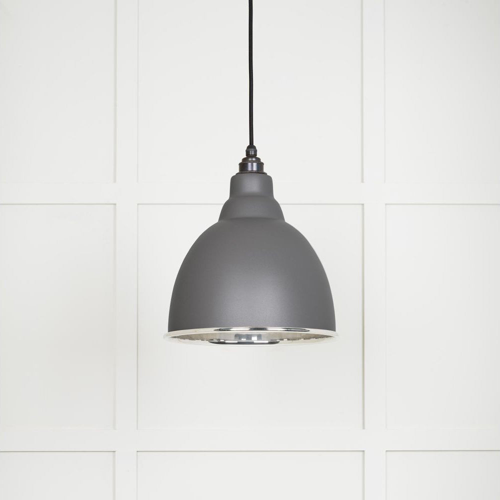 Smooth Nickel Brindley Pendant Light Fixture - Modern Industrial Ceiling Lamp with Adjustable Cord (Black/Copper/Gold) - Perfect for Kitchen Island, Dining Room & Bedroom Lighting