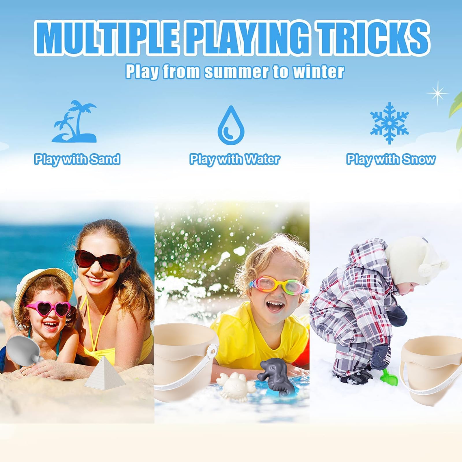 **DAZZTIME 30-Piece Kids Beach Sand Castle Toy Set - Shovels, Buckets & Molds for Boys & Girls Ages 1+ - Perfect for Beach, Sandbox & Outdoor Play**