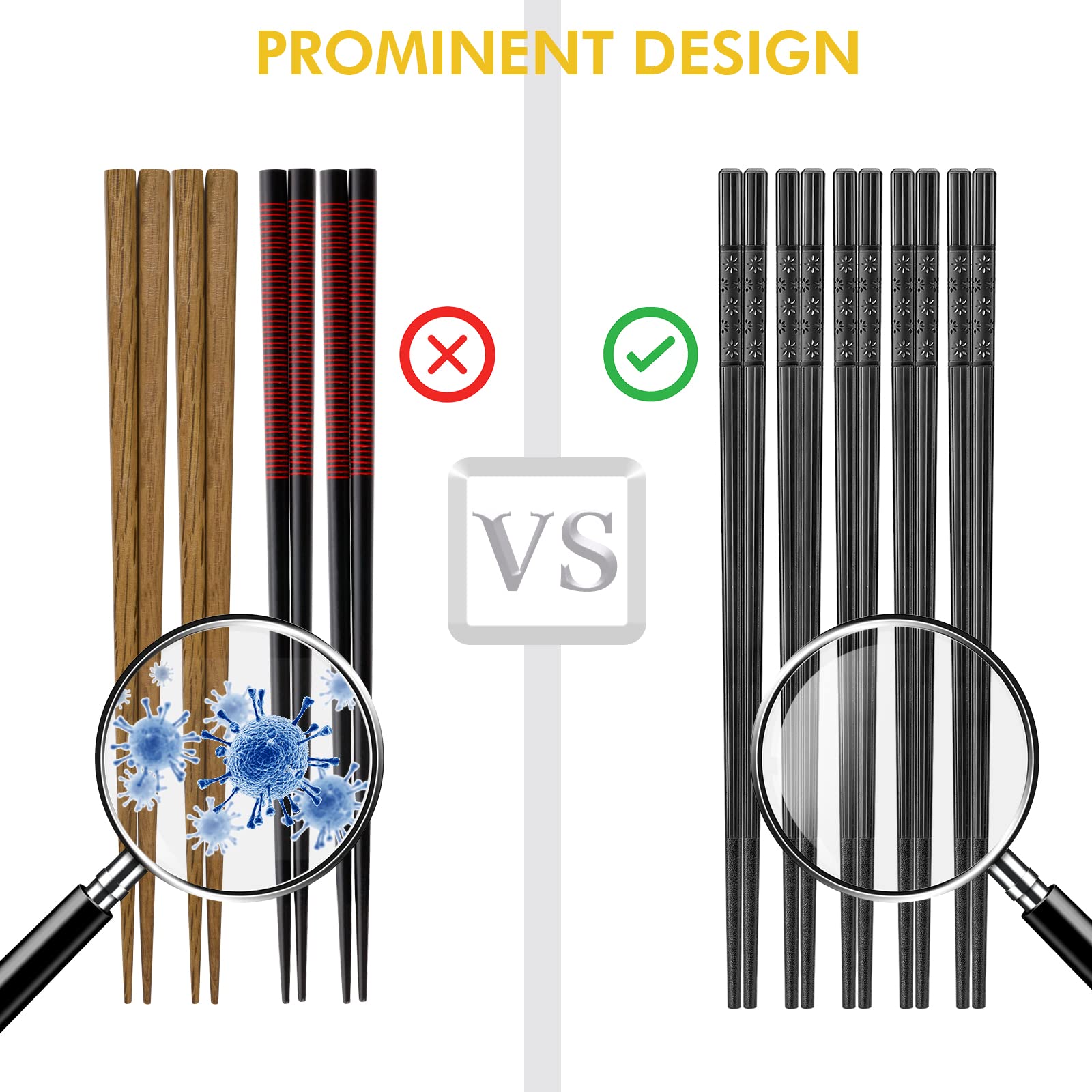 Fiberglass Chopsticks Set - 5 Pairs Reusable, Dishwasher Safe for Asian Cuisine | Home & Restaurant Use