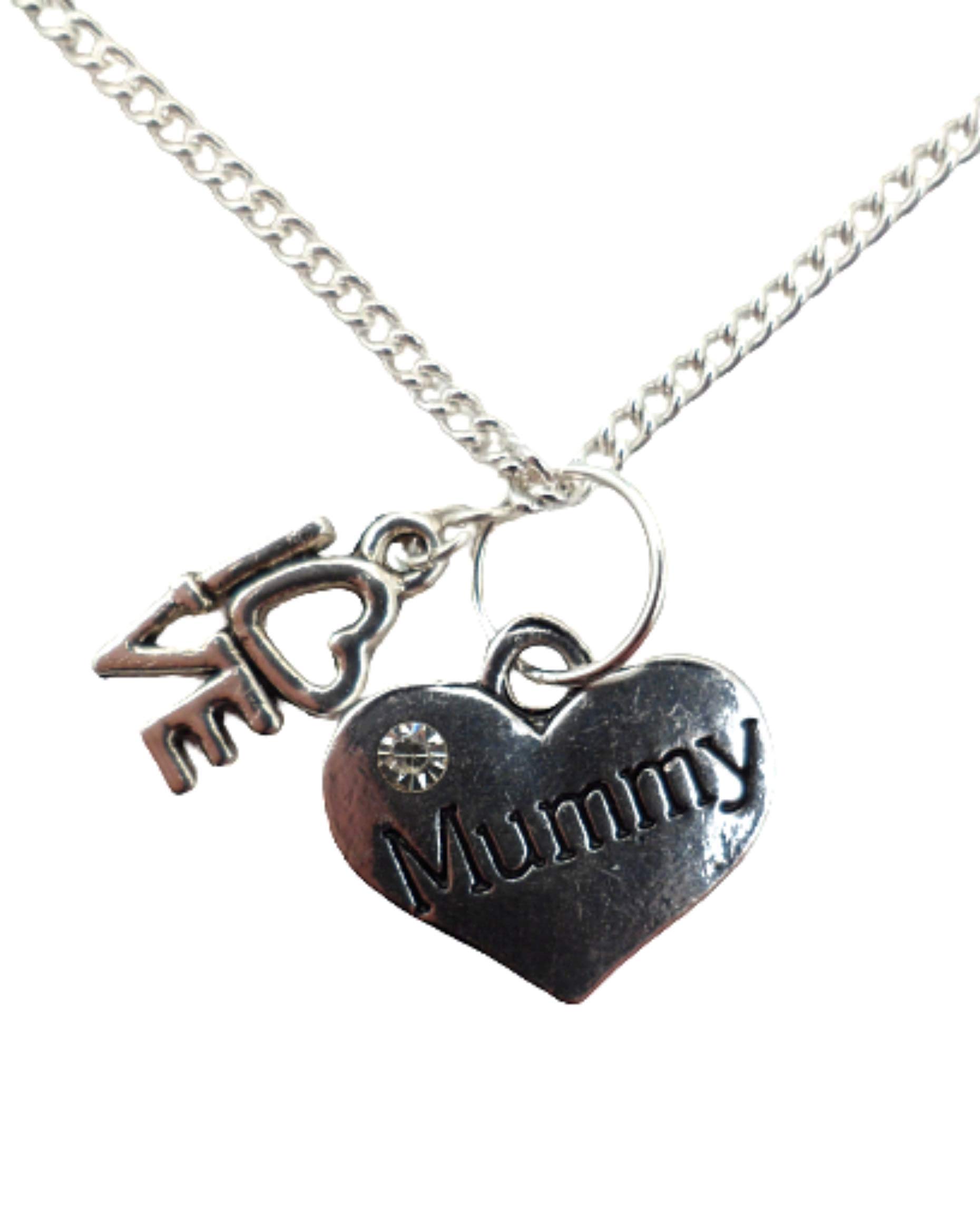 Elegant Silver Plated Mummy Love Heart Gem Charm Necklace - Perfect for Valentine's Day Gifts, Anniversary Presents & Romantic Occasions