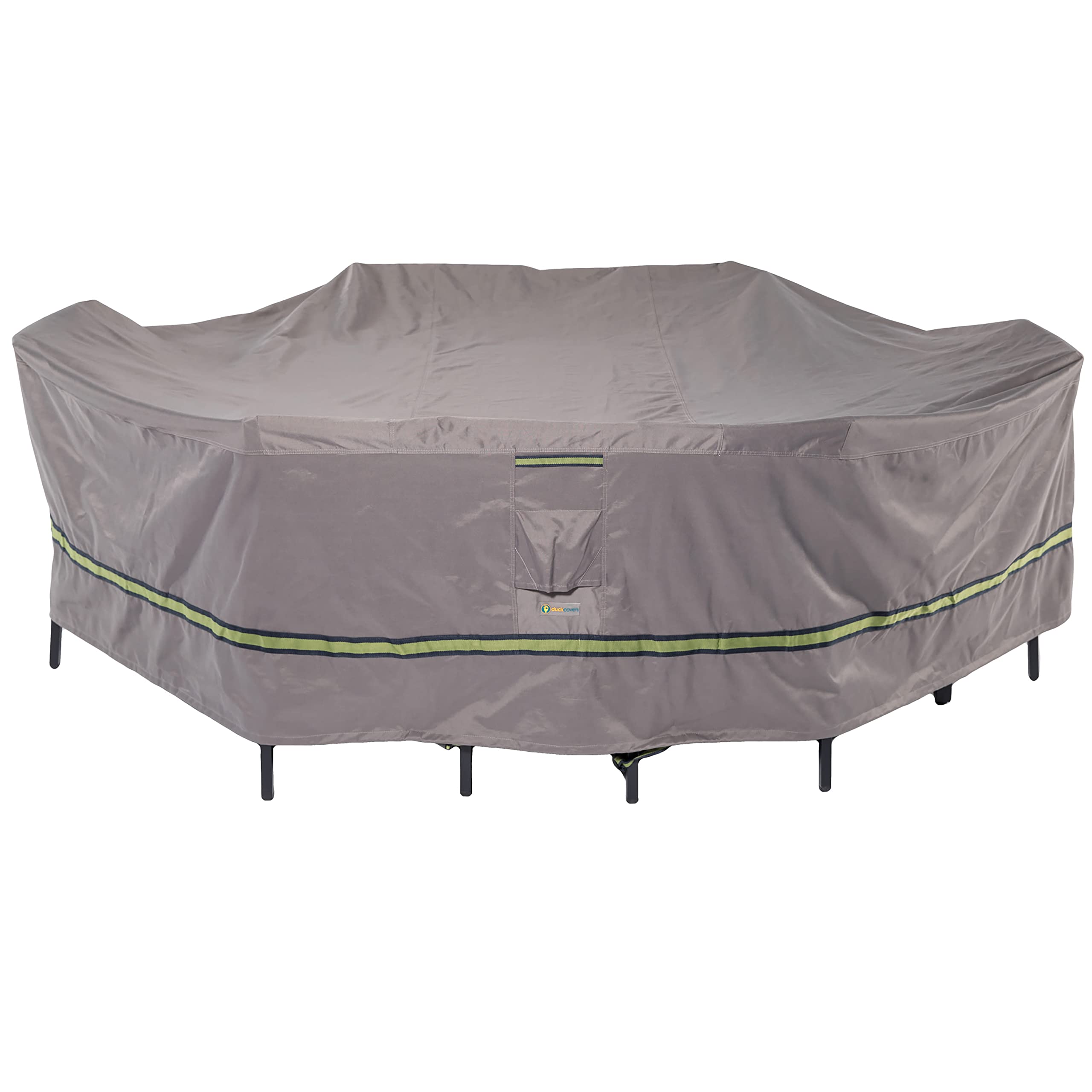 Duck Covers Soteria Waterproof 96 Inch Rectangular/Oval Patio Table Cover with Chairs - Heavy Duty Outdoor Furniture Protection for All Weather - Perfect for Backyard, Garden, and Poolside Use