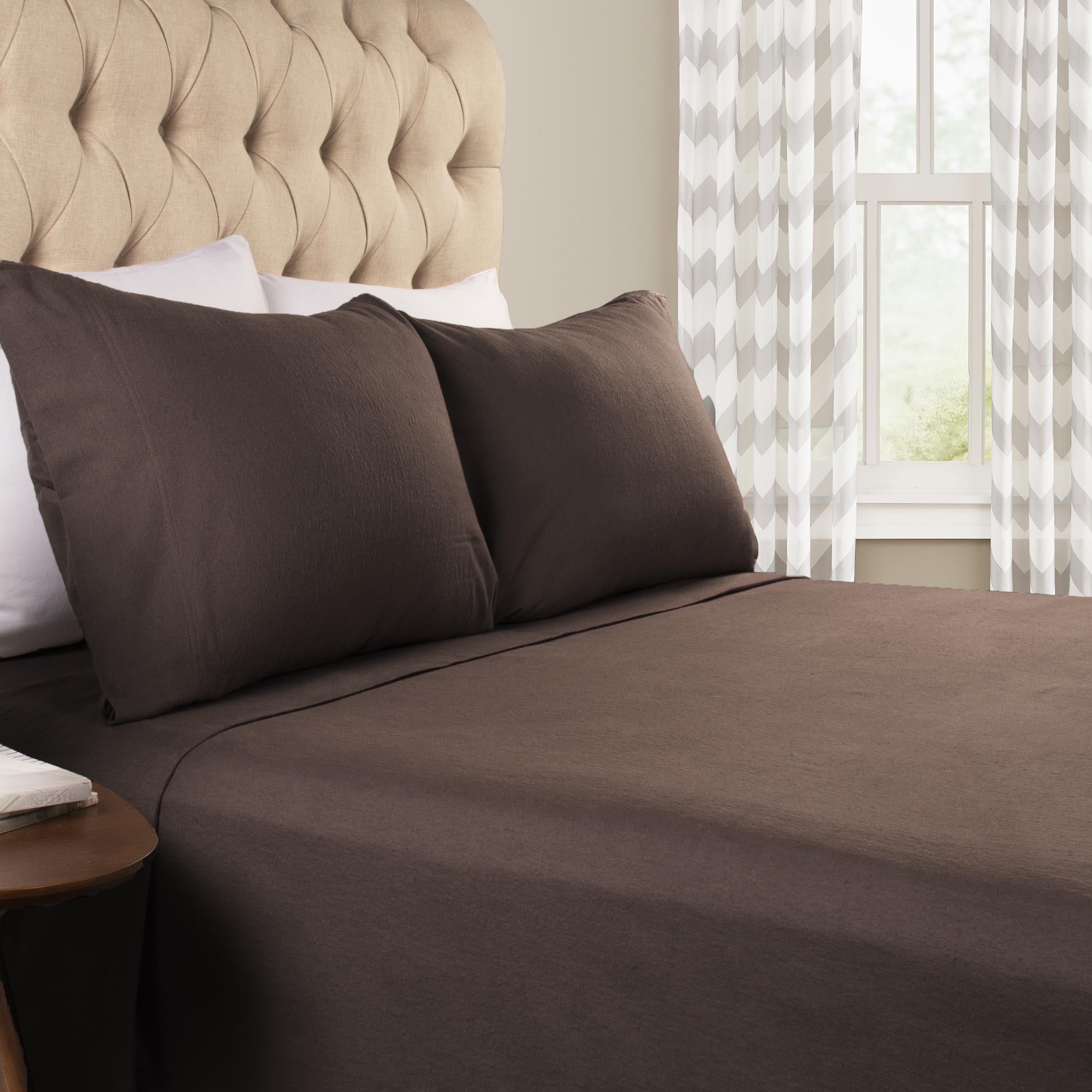 Premium Flannel Cotton Bed Sheet Set - Soft & Cozy Deep Pocket Fitted Sheets - Modern Solid Colors - Perfect for Winter Nights & Cold Weather Comfort