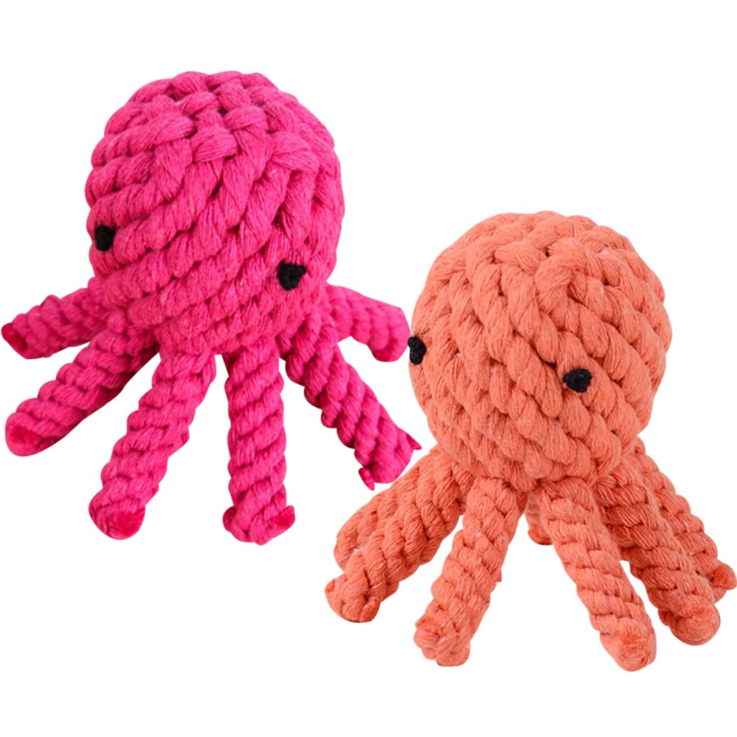 Aanlun 2PCS Dog Chew Toy Octopus - Durable Puppy Teething Rope Toy for Aggressive Chewers, Interactive Training & Play - Perfect for Indoor/Outdoor Use, Travel & Dental Health