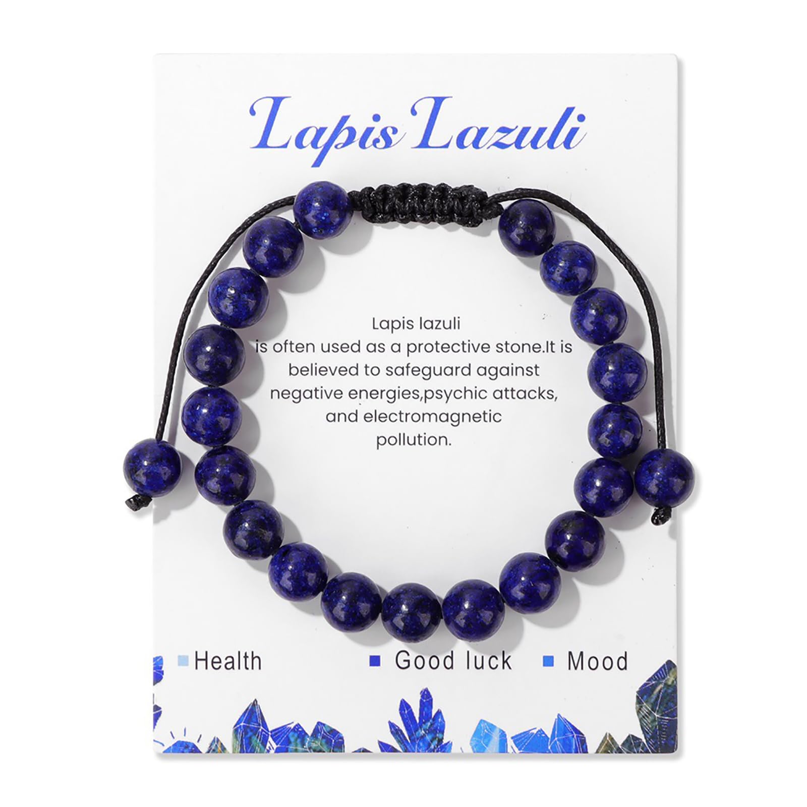 Handmade Adjustable 8mm Lapis Lazuli Bead Bracelet for Women & Men - Healing Crystal Gemstone Jewelry for Stress Relief & Spiritual Balance | Perfect for Meditation, Yoga & Everyday Wear