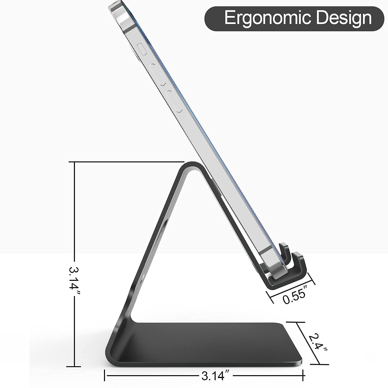 Premium Metal Phone Stand for Desk - Cable Organizer for iPhone 16/15 Pro Max & All Smartphones - Perfect for Office & Bedside Use