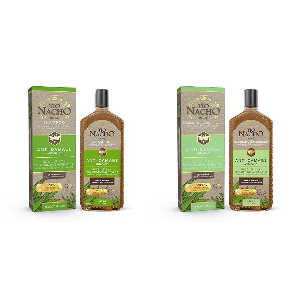 Tio Nacho Aloe Vera Deep Repair Shampoo & Conditioner Set - Organic Aloe Vera, Royal Jelly & Vegetable Keratin for Damaged Hair - 14 Oz Each - Perfect for Dry, Frizzy & Color-Treated Hair at Home or Salon