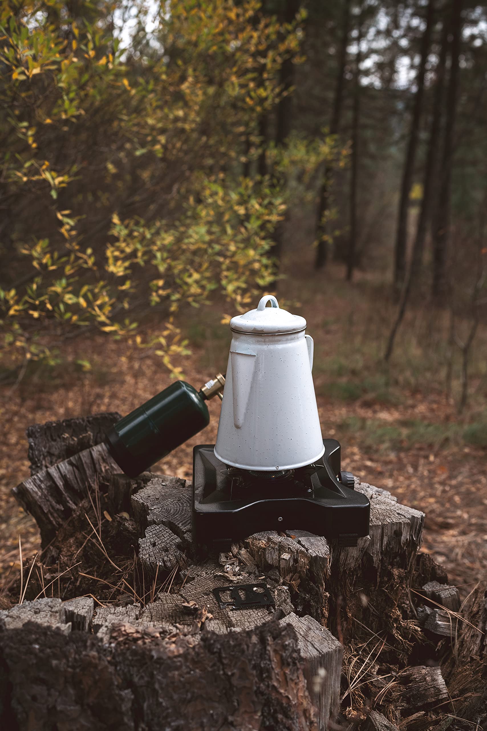 Stansport Enamel Coffee Pot - Durable Camping Coffee Maker for Outdoor Adventures, Hiking & Picnics - 10 Cup Capacity, Rust-Proof & Easy to Clean