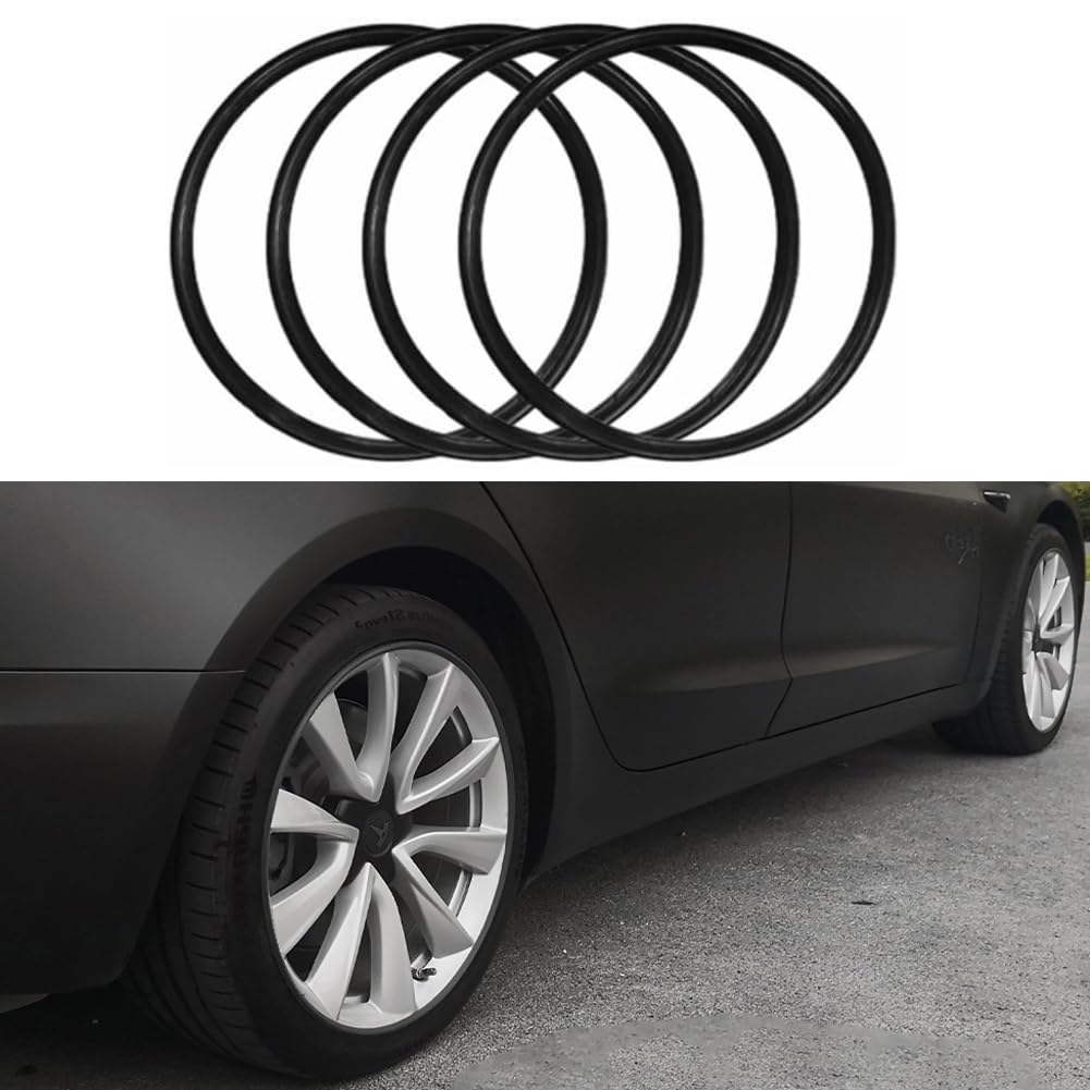 18-Inch Aluminum Alloy Car Wheel Rim Protectors - Anti-Scratch Guard Rings for Tesla, Trucks & Vehicles (Set of 4, Black) | Prevent Curb Rash Damage for Parking & Daily Driving
