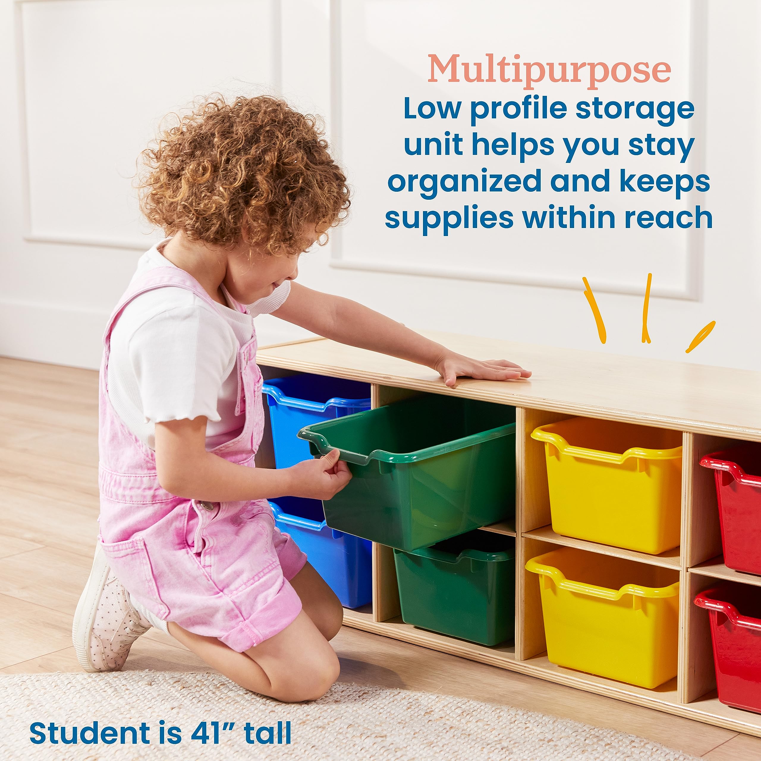 ECR4Kids 10-Cubby Storage Cabinet with Scoop Front Bins - Natural Wood 2x5 Classroom Organizer for Toys, Books & School Supplies | Perfect for Preschool, Daycare & Homeschool Organization