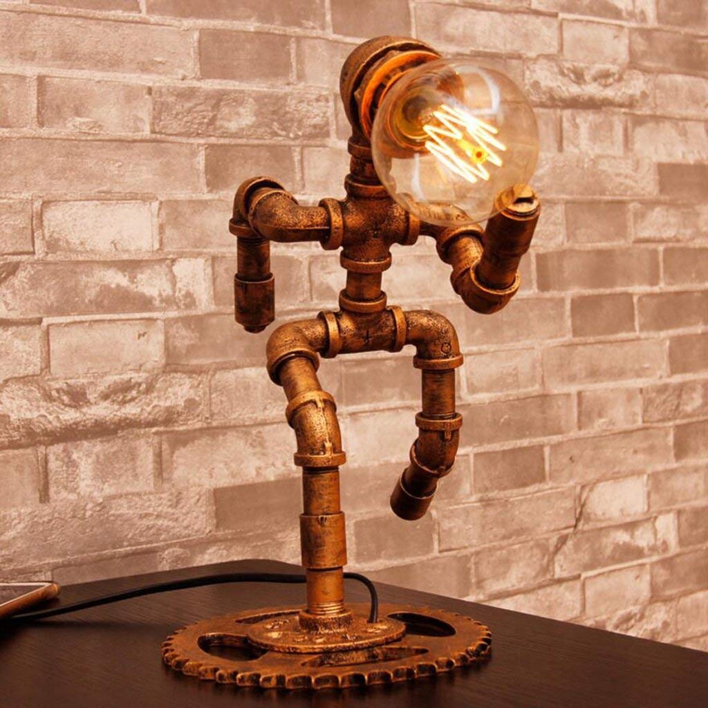 Vintage Industrial Desk Lamp with Adjustable Brightness - E27 Edison Bulb Compatible for Home Office, Bedroom, Study & Reading Nook