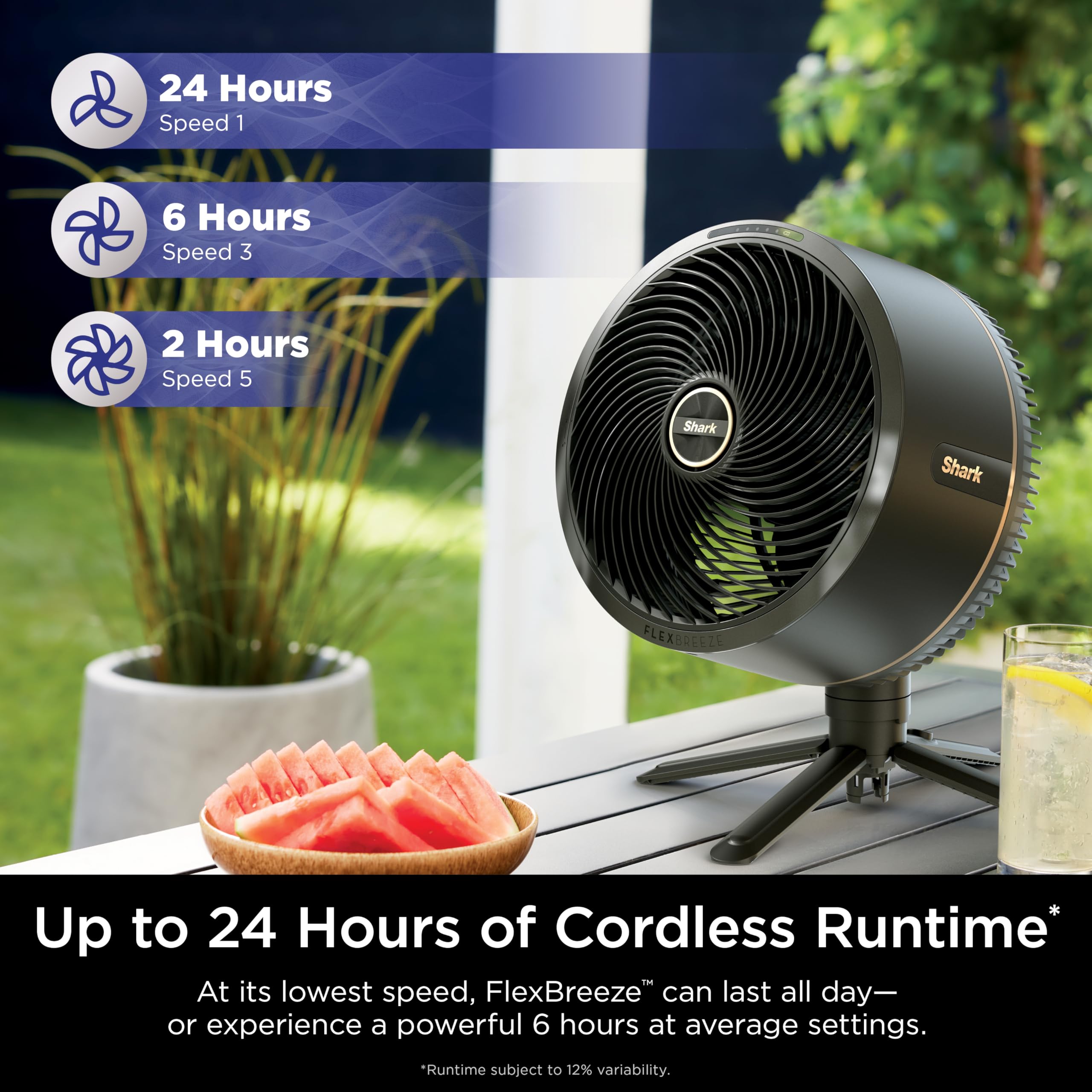 Shark FlexBreeze Fan - Powerful 3-in-1 Indoor Outdoor Oscillating Fan with Pedestal & Tabletop Options, Corded/Cordless Portable Fan with InstaCool Misting Attachment for Patio, Poolside & Home Cooling - FA222