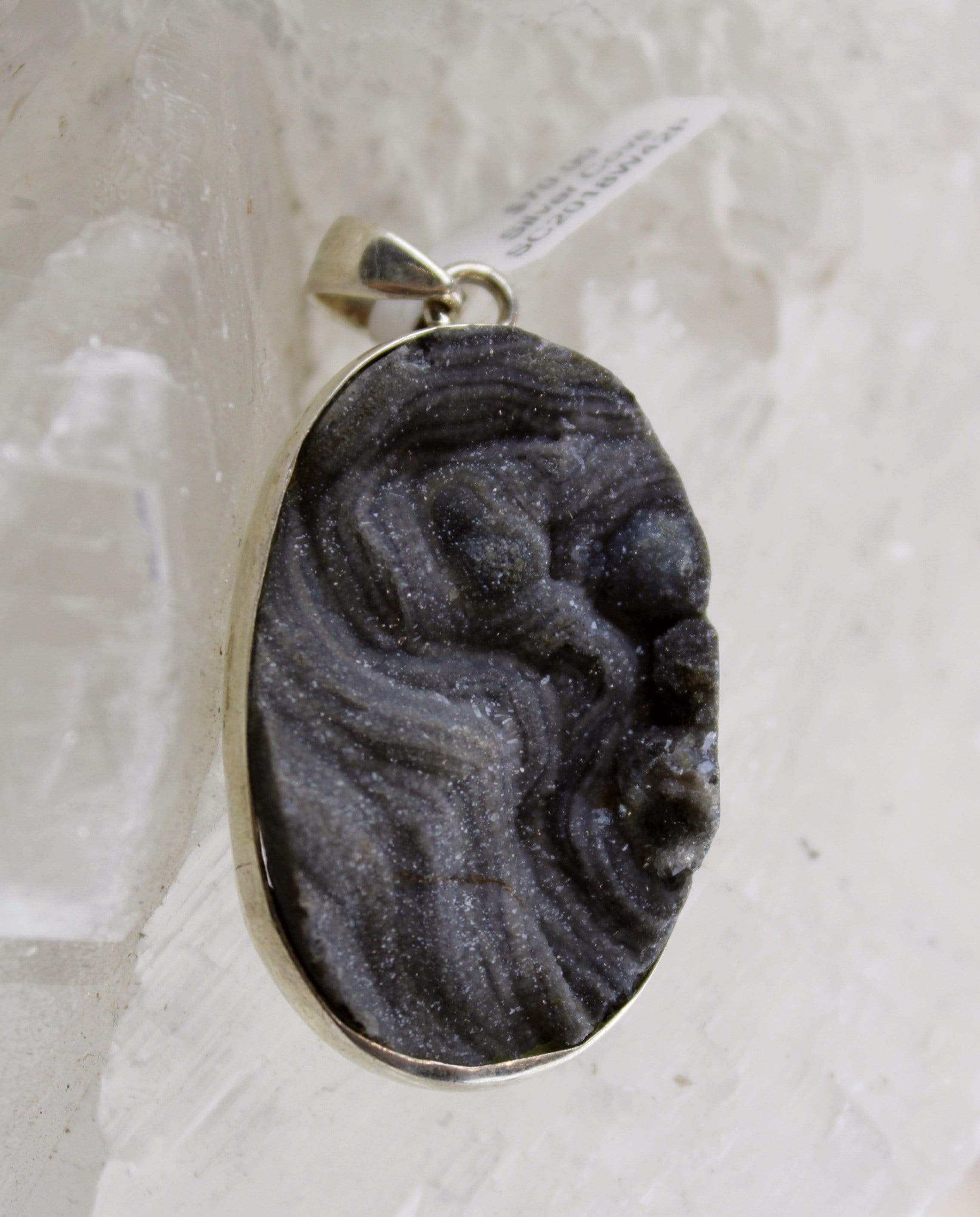 Natural Chalcedony Conchive & Quartz Druzy Pendant Necklace - Healing Crystal Jewelry for Women - Perfect for Meditation, Yoga & Spiritual Gifts