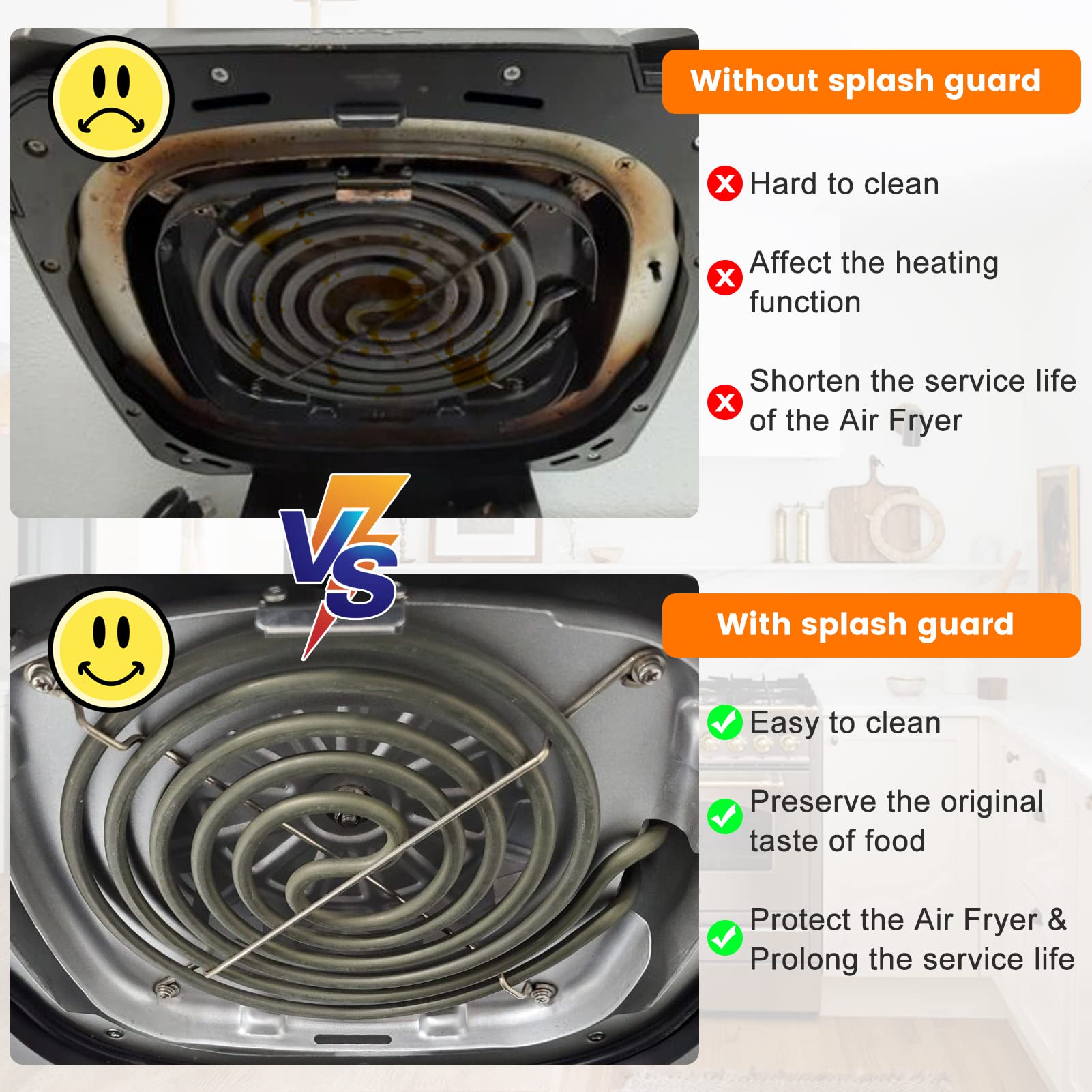 Stainless Steel Splatter Shield for Ninja Foodi AG301 | Fine Mesh Splatter Screen Replacement Part | Compatible with Ninja Foodi 5-in-1 Indoor Grill & Air Fryer Models AG300, AG300C, AG301C, AG302, AG400 | Perfect for Grease Protection & Mess-Free Cooking