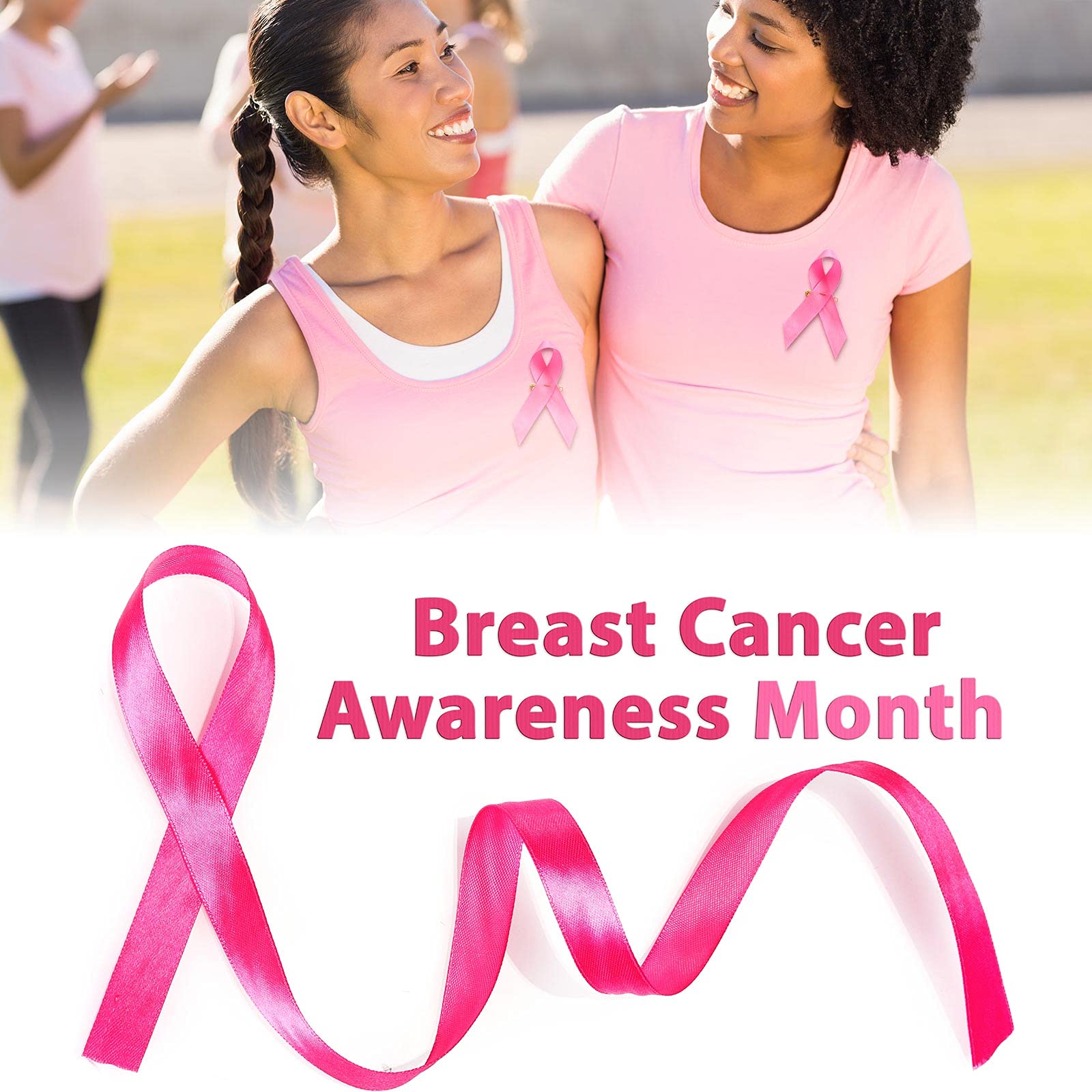 150-Pack Yunlly Pink Ribbon Pins - Satin Breast Cancer Awareness Ribbons with Safety Pins for Charity Events, Fundraisers & Social Causes - Supports Lung, Prostate & Pancreatic Cancer Awareness (For Men & Women) - Perfect for Walks, Memorials & Awareness Campaigns