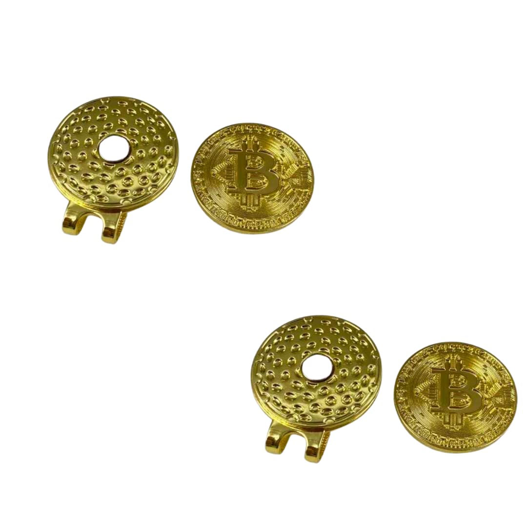 Premium Custom Gold Bitcoin Golf Ball Markers (2-Pack) with Hat Clips - Perfect Gift for Crypto & Golf Enthusiasts - Easily Attaches to Hats, Caps & Belts - Great for Golf Tournaments, Crypto Events & Collector Displays