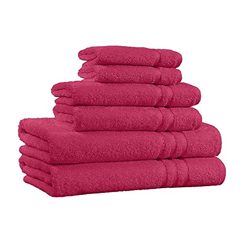 Overstock Home Sweet Home 6-Piece 650 GSM Premium Cotton Bath Towel Set in Burgundy - Soft & Absorbent Towels for Spa, Bathroom & Luxury Home Use